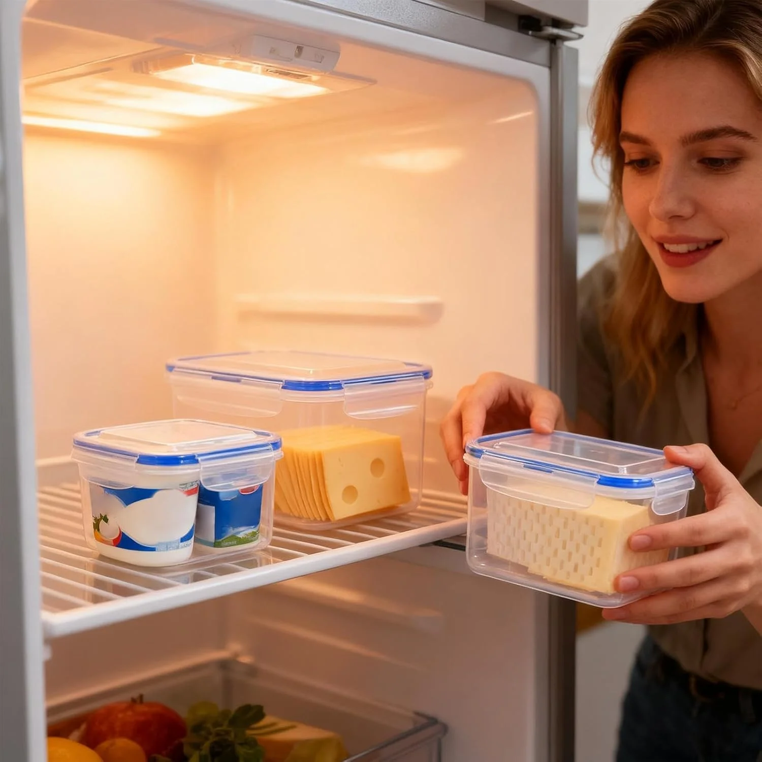 ظروف نگهداری میوه در یخچال، سازمان دهنده با آبکش جداشدنی - جعبه غذای یخچال | مناسب مایکروویو فریزر یخچال آشپزخانه آماده سازی غذا انبار کمپینگ پیک نیک ناهار میان وعده سالاد میوه