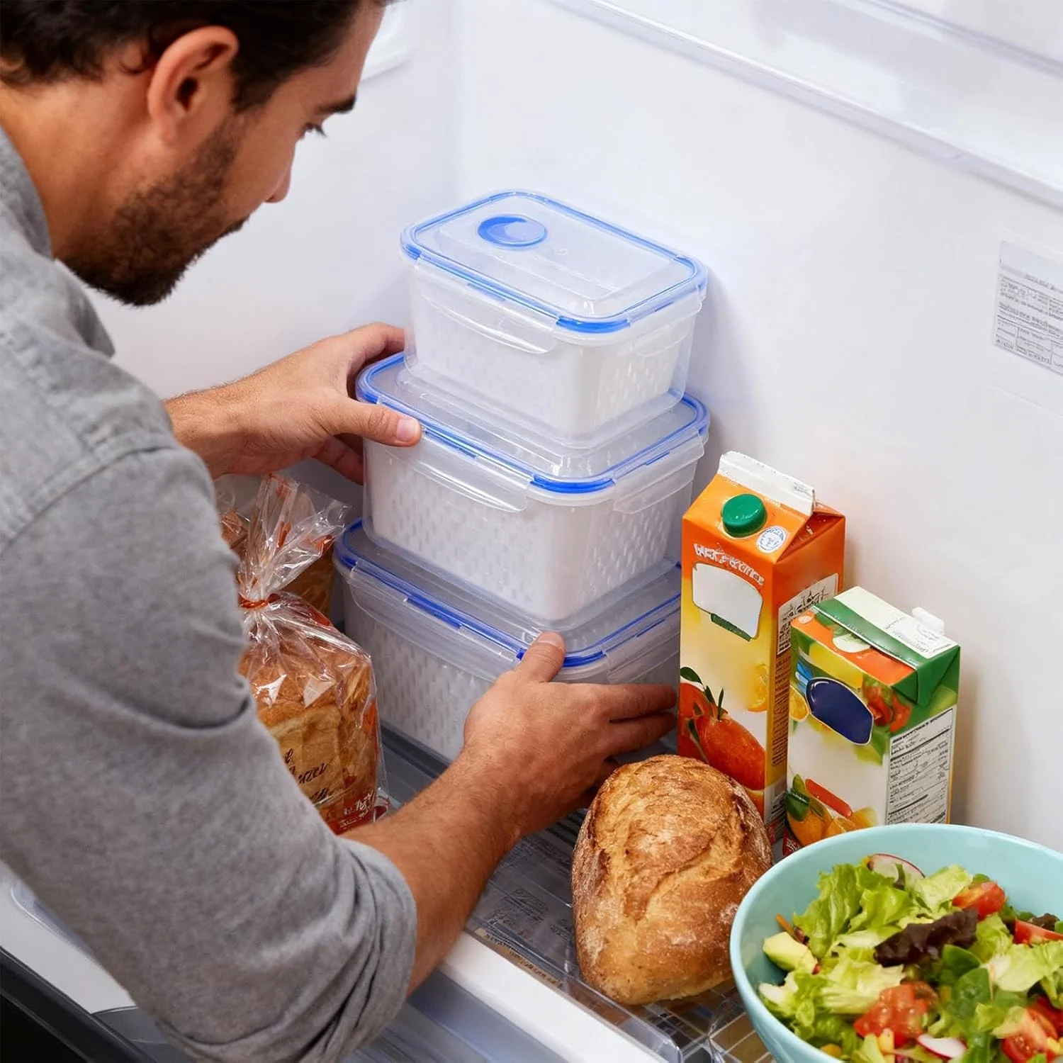 ظروف نگهداری میوه - ظرف نگهداری مواد غذایی با آبکش جداشدنی | جعبه غذای یخچال | مناسب مایکروویو فریزر یخچال آشپزخانه آماده سازی غذا انبار کمپینگ پیک نیک ناهار میان وعده سالاد میوه