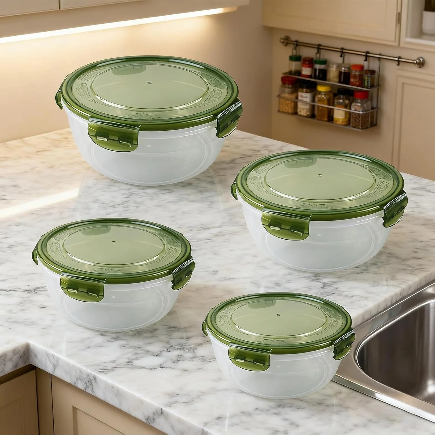 ظروف غذا با درب - جعبه های غذای مناسب مایکروویو - جعبه سالاد پیک نیک - برای نگهداری مواد غذایی در انبار، یخچال، فریزر، کمپینگ، پیک نیک، ناهار، میان وعده، سالاد، سوپ، سبزیجات و میوه