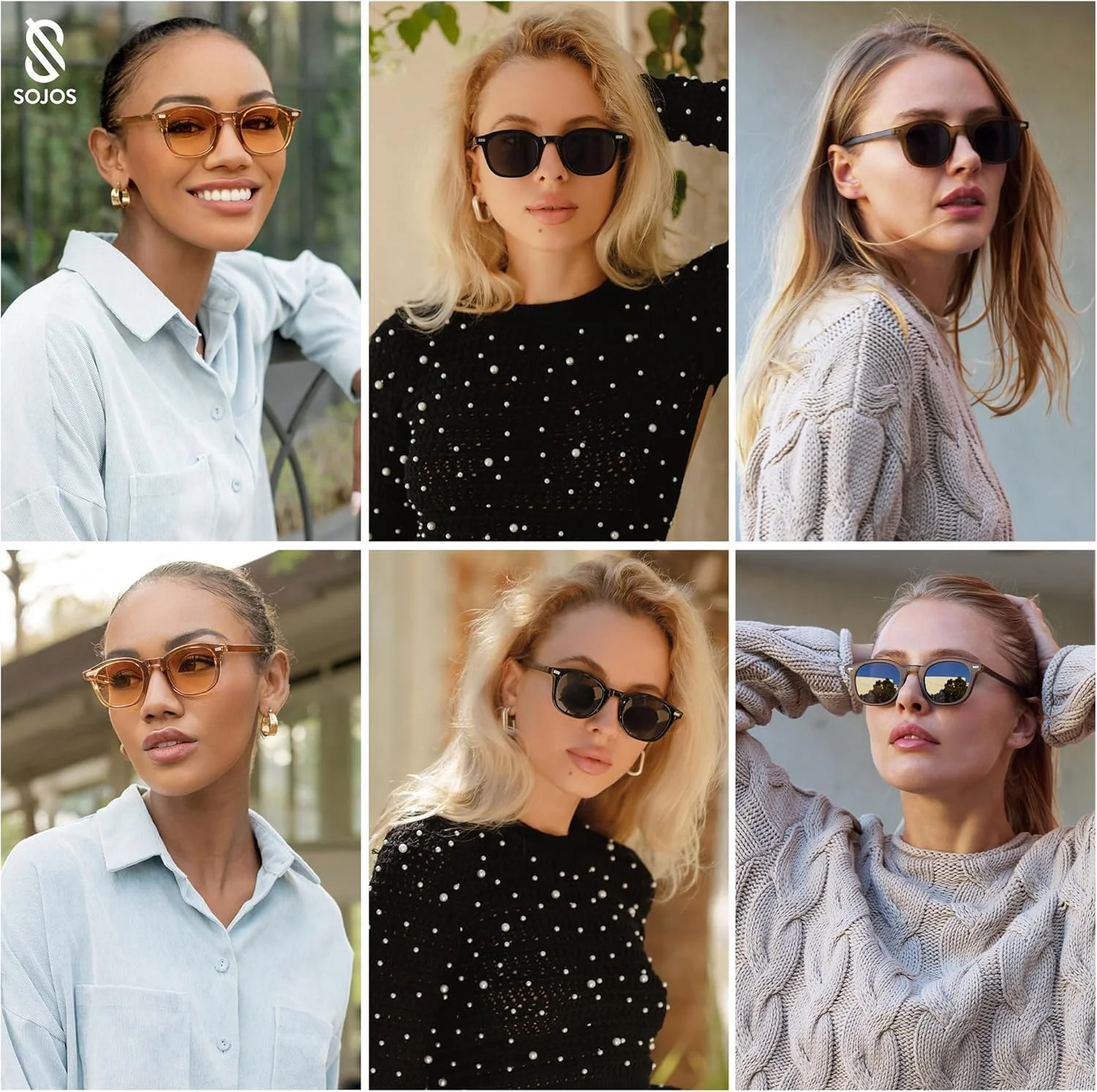 عینک آفتابی مربعی گرد رترو SOJOS SJ2316 برای زنان و مردان، عینک آفتابی کلاسیک وینتیج با محافظت UV400 عینک آفتابی مربعی گرد رترو SOJOS SJ2316 برای زنان و مردان، عینک آفتابی کلاسیک وینتیج با محافظت UV400
