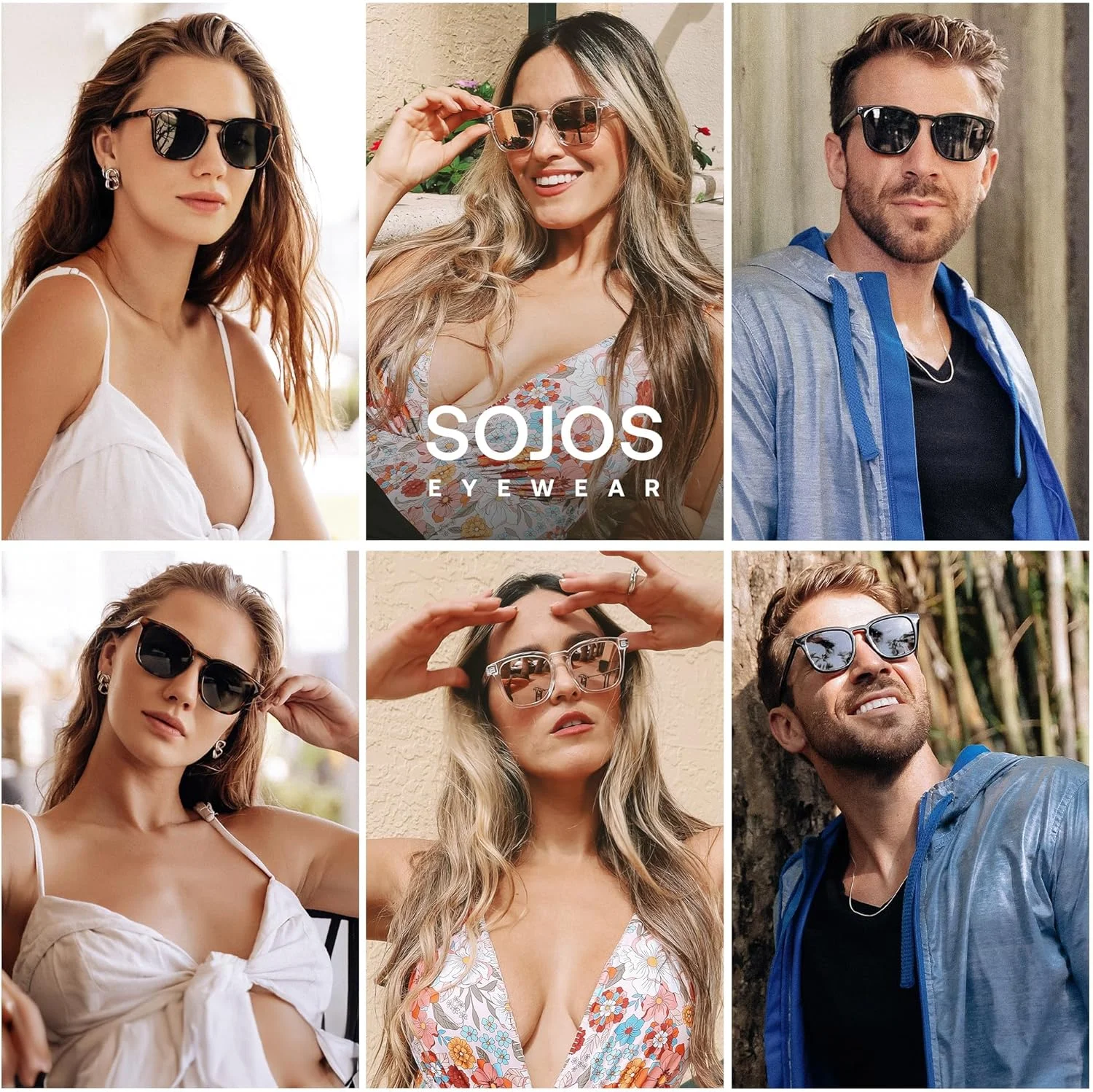 عینک آفتابی پلاریزه مستطیلی رترو کلاسیک ترندی وینتیج униsex SOJOS SJ2155 عینک آفتابی پلاریزه مستطیلی رترو کلاسیک ترندی وینتیج униsex SOJOS SJ2155