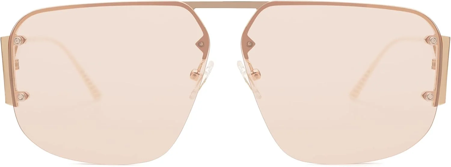 عینک آفتابی خلبانی شیک SOJOS مردانه زنانه، فریم فلزی بدون حاشیه، مدل Lentes De Sol Para Mujer SJ1192