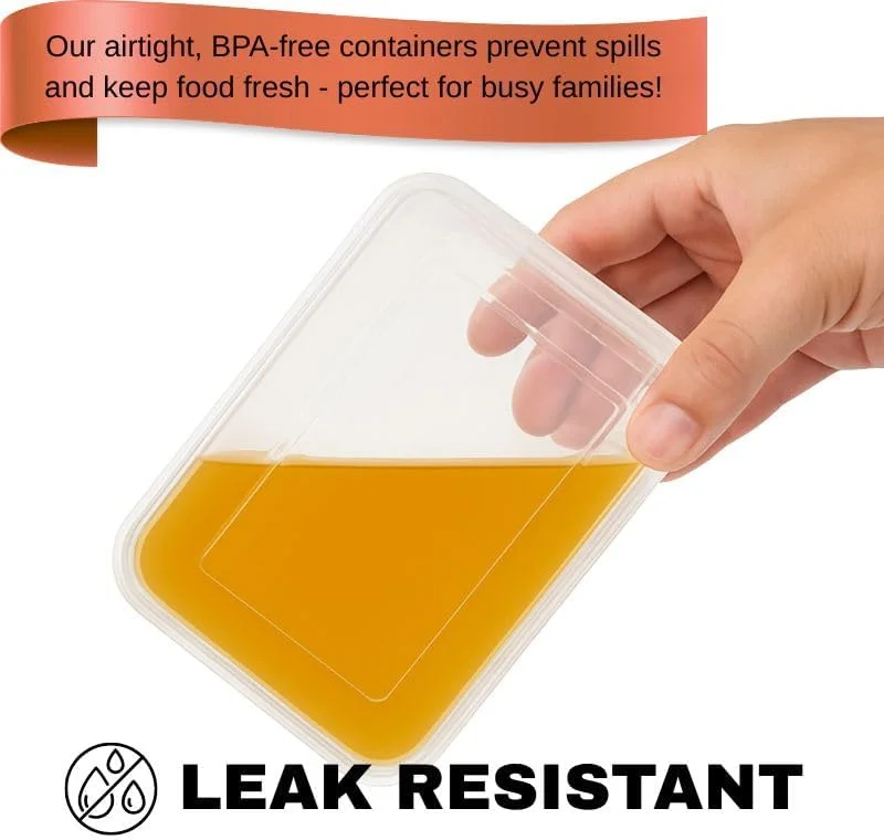 ظروف غذای بیرون بر دکتر بلو، بسته 10 عددی، همراه با درب - جعبه های آماده سازی غذای پلاستیکی قابل استفاده مجدد و ایمن در مایکروویو - بدون نشتی و بدون BPA - ایده آل برای فریزر، ناهار و نگهداری (500 میلی لیتر)