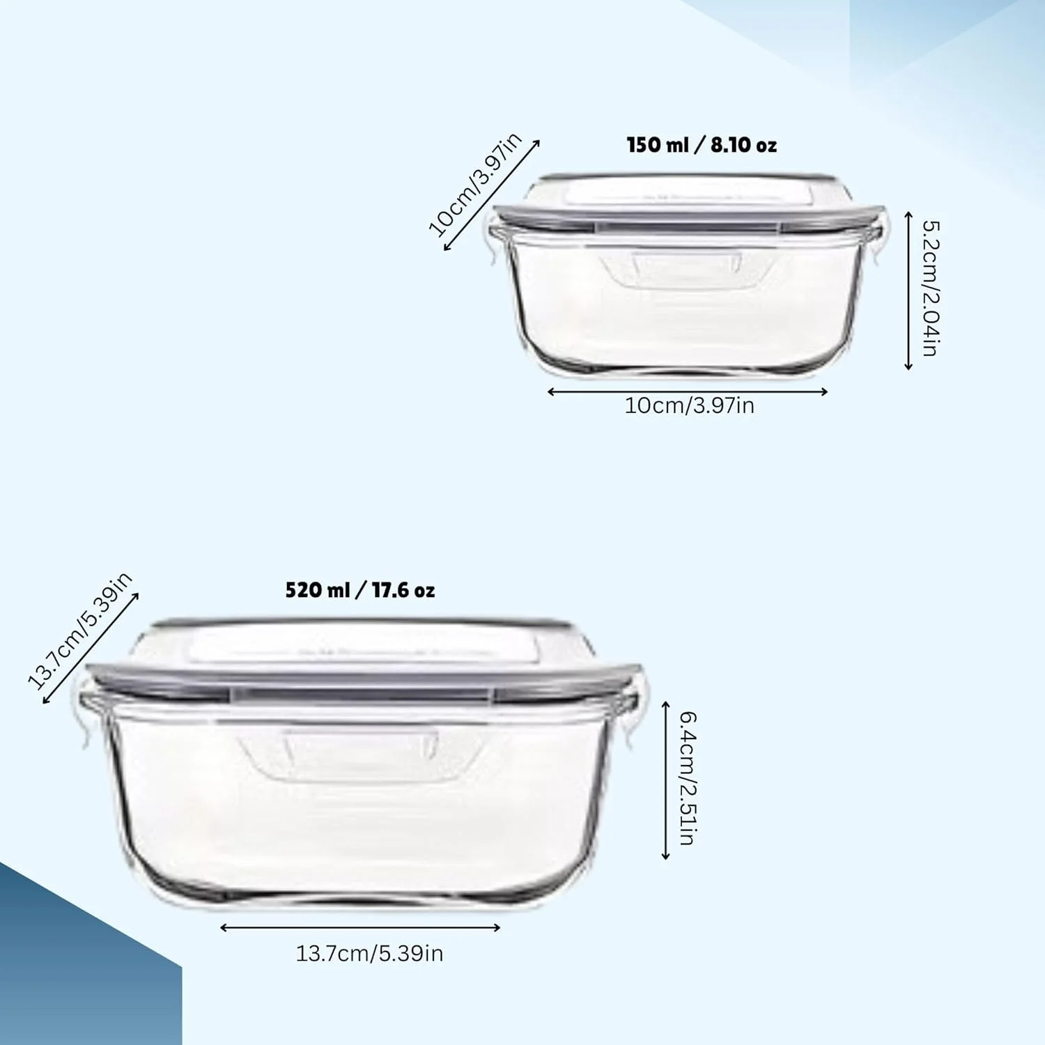ست ۳ تایی ظروف شیشه ای آماده سازی غذا با درب های قفل دار ضد نشت (۲ عدد ۵۲۰ میلی لیتری و ۱ عدد ۱۵۰ میلی لیتری)، ظروف نگهداری مواد غذایی درب دار مناسب مایکروویو، فر، فریزر و ماشین ظرفشویی، فاقد BPA، سبز