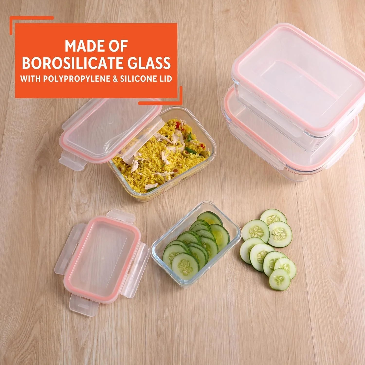 ظروف نگهداری غذا شیشه ای ایموسا با درب، ست 10 تکه ظروف آماده سازی غذا شیشه بوروسیلیکات قابل استفاده در فر، مایکروویو و فریزر، درب های ضد هوا و ضد نشت