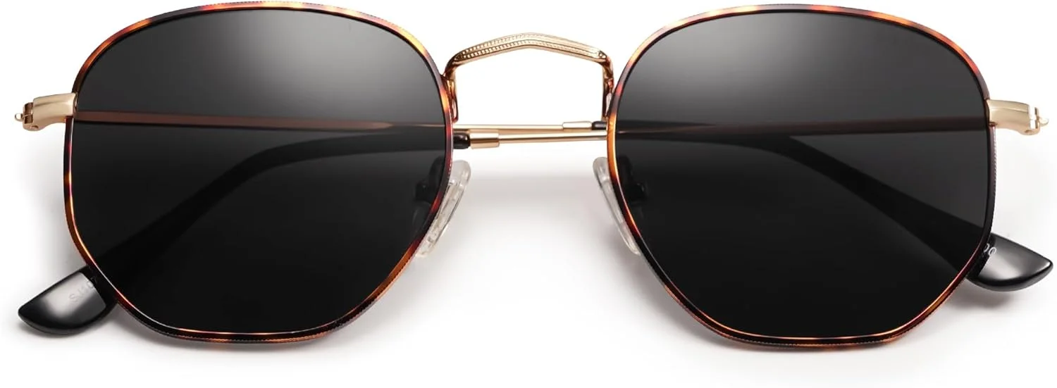 عینک آفتابی پلاریزه مربعی SOJOS برای زنان و مردان، سایه های چند ضلعی شش ضلعی کوچک SJ1072، چند رنگ، کوچک