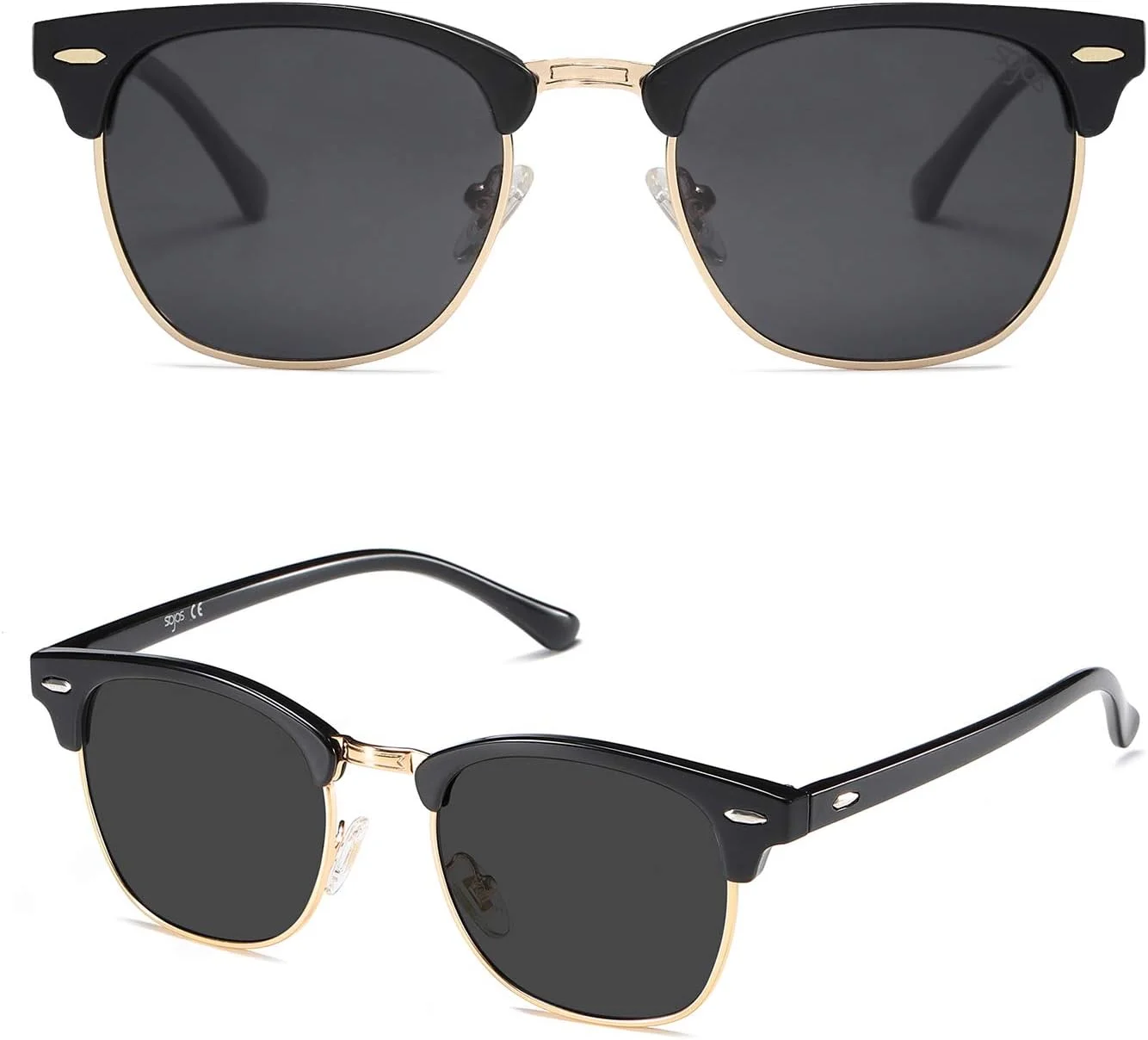 عینک آفتابی پلاریزه نیمه فریم شاخ گاوی مدل SJ5018 سوژوس با فریم مشکی و لنز پلاریزه خاکستری عینک آفتابی پلاریزه نیمه فریم شاخ گاوی مدل SJ5018 سوژوس با فریم مشکی و لنز پلاریزه خاکستری