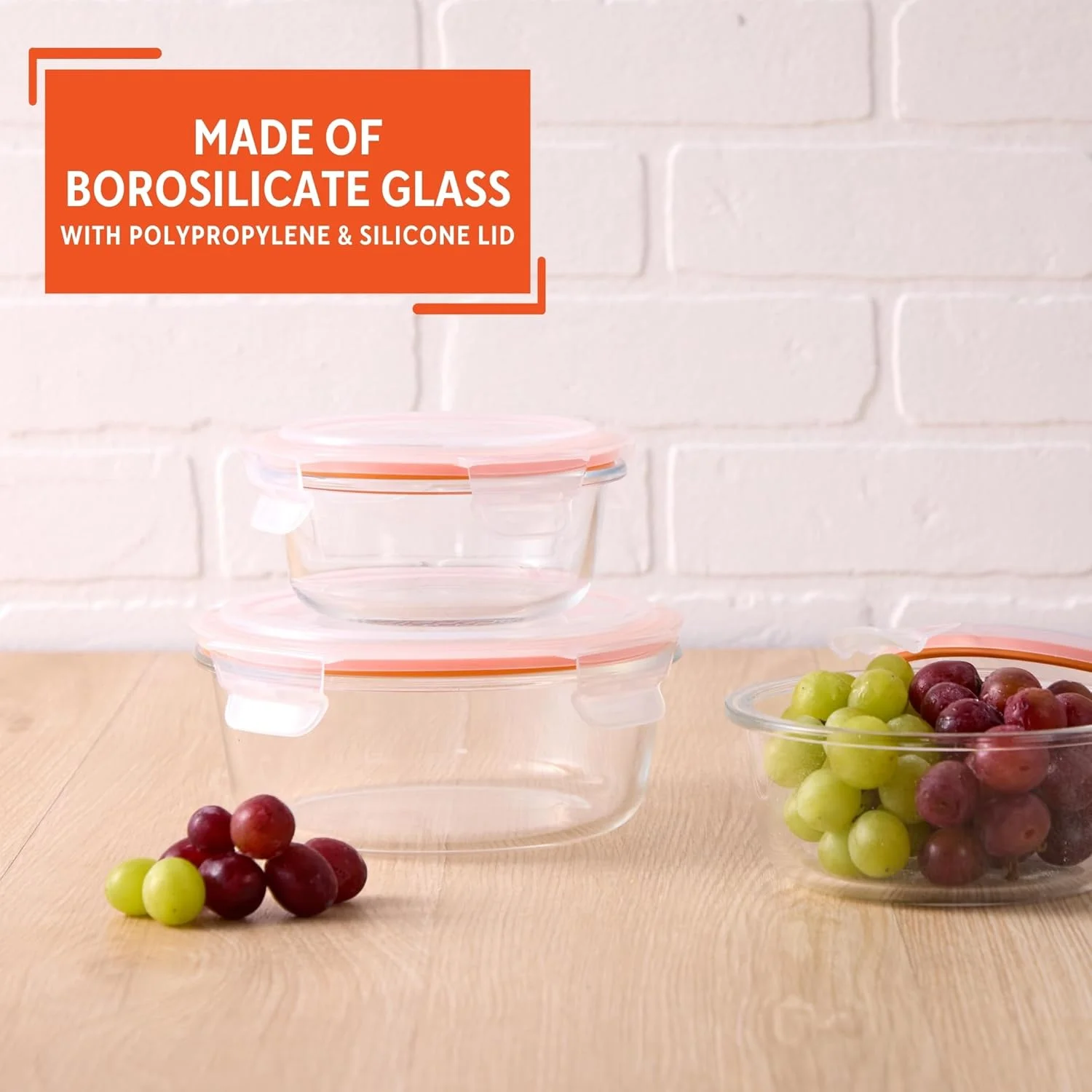 ست 6 تکه ظروف شیشه ای نگهداری غذا IMUSA با درب، ظروف آماده سازی غذا از جنس بوروسیلیکات با مهر و موم سیلیکونی، ضد نشت، غیرقابل نفوذ هوا، مناسب برای فریزر، فر و مایکروویو