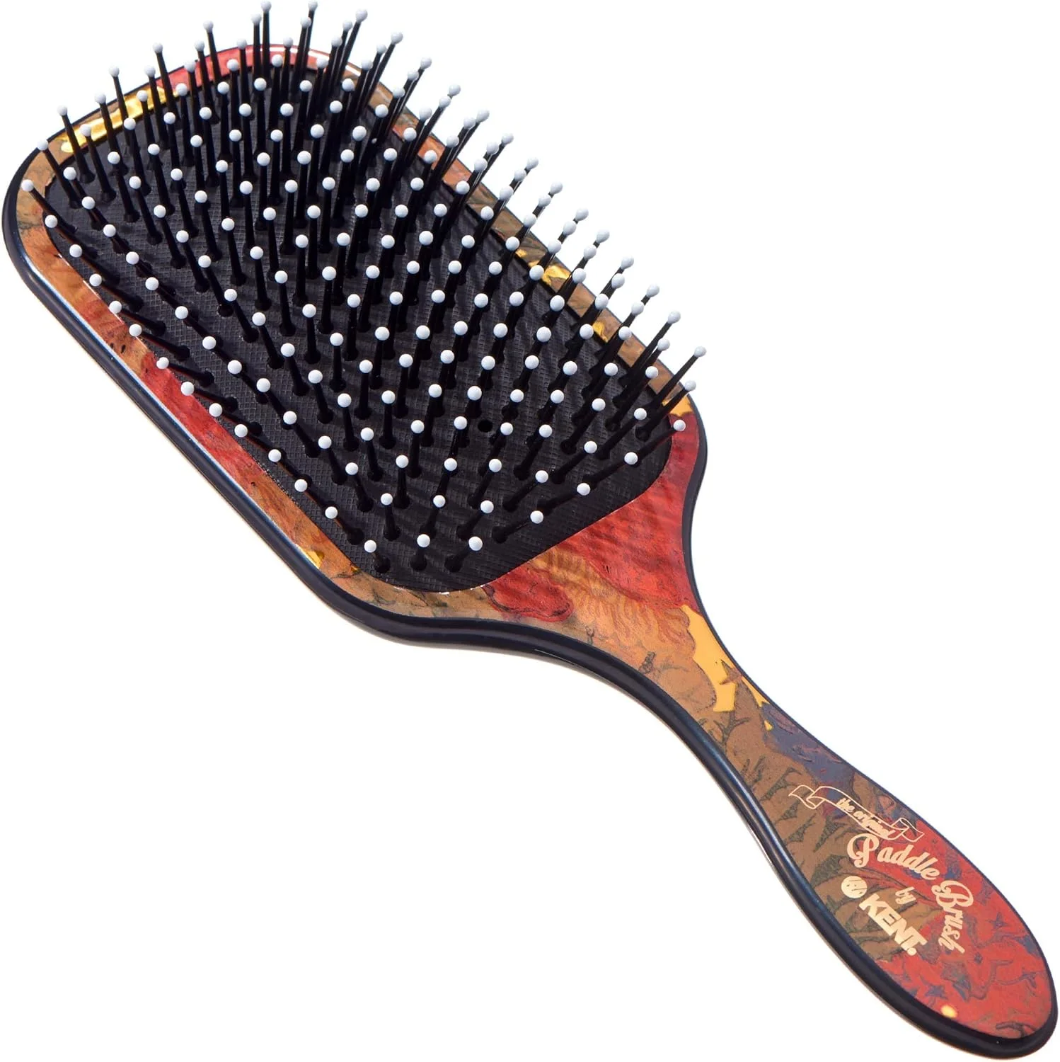 برس پارویی بزرگ بالشتکی کنت برای صاف کردن، حالت دادن و باز کردن گره مو - سوزن های نوک گرد و سر بالشتکی هوا برای محافظت از پوست سر | موهای متوسط ​​تا بلند | طرح گلدار | LPB1
