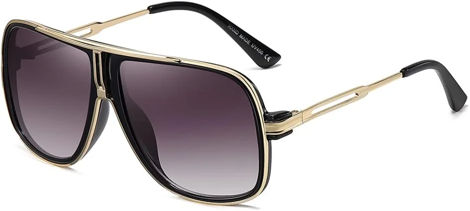 عینک آفتابی رترو مردانه، عینک خلبانی بزرگ سایز وینتیج زنانه، عینک آینه ای مد روز کلاسیک، مناسب برای هر دو جنس