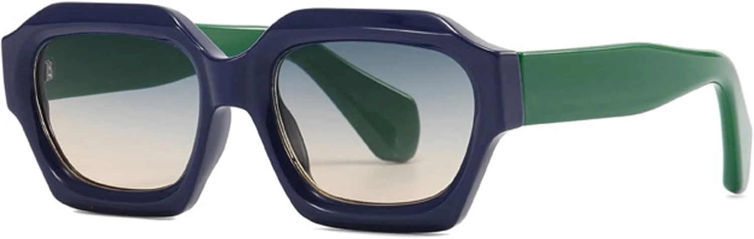 عینک آفتابی مستطیلی یکپارچهسازی با سیستمعامل برای مردان و زنان، لنزهای شش ضلعی مربعی مشکی نارنجی، عینکهای ترندی دهه 90