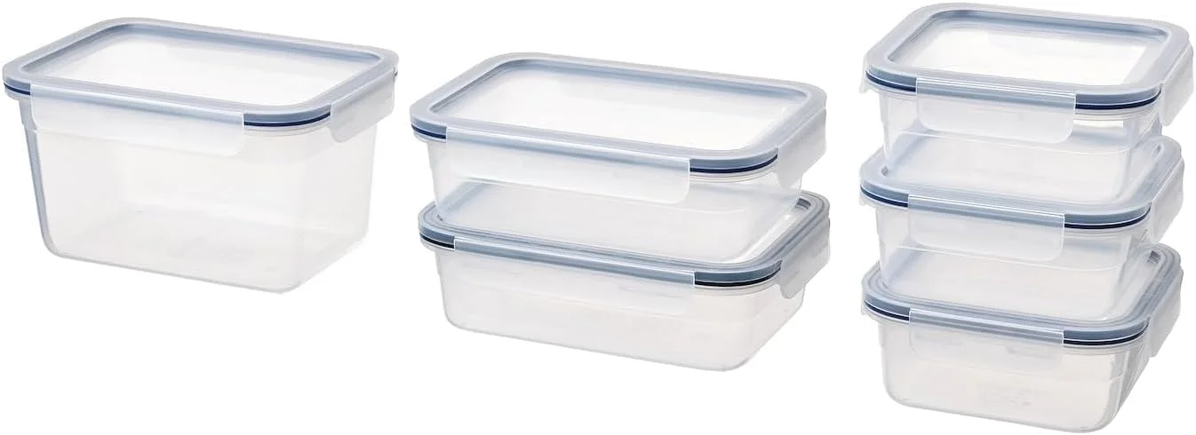 ظروف نگهداری مواد غذایی MK Donsons با درب – مجموعه 6 عددی | پلاستیک فاقد BPA، ضد نشت و قابل چیدن | قابل استفاده در مایکروویو و فریزر | ظروف آماده سازی غذا با قابلیت هوابندی برای سازماندهی آشپزخانه