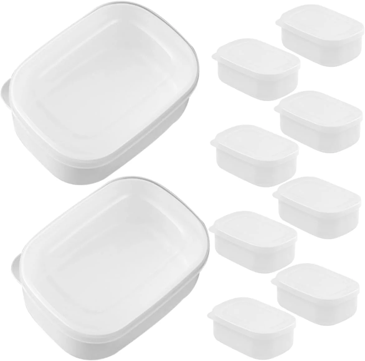 Defsedar 10Pcs Packing crisper plastic containers with lids stackable produce storage freezer fresh keeper food containers household food container pp brown rice Micro-wave oven