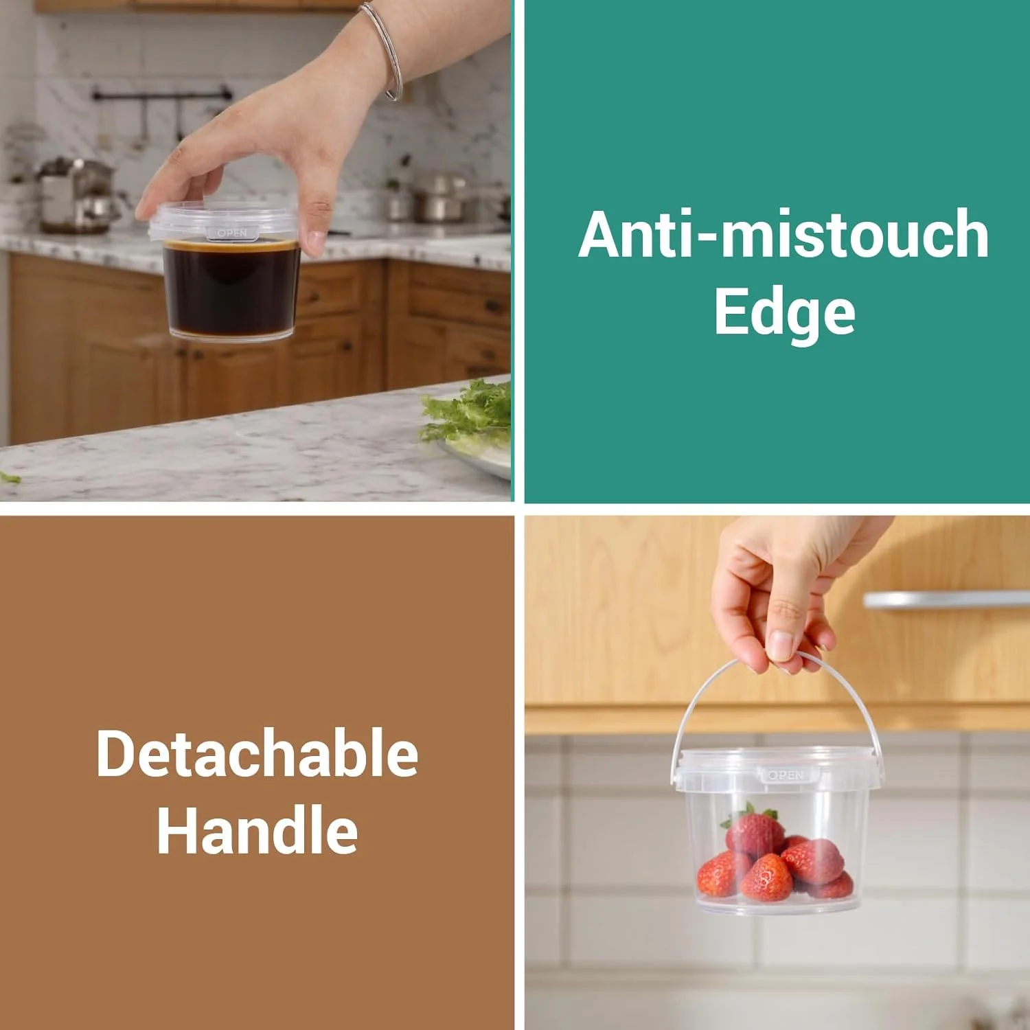 ظروف پلاستیکی درب دار 300 میلی لیتری DEMORA، قابل استفاده مجدد، قابل چیدن، مناسب نگهداری غذا، آماده سازی وعده های غذایی، باقیمانده غذا، سوپ، تنقلات، قابل استفاده در فریزر/مایکروویو/ماشین ظرفشویی (شفاف، بسته 4 عددی)