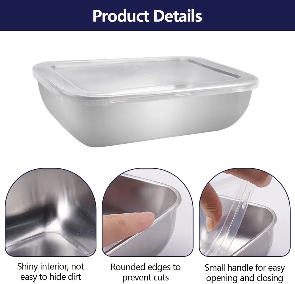 Dhisperares Stainless Steel Food Storage Containers with Lids, 1000ml, Pack of 5, Reusable Freezer Containers for Food, Microwave Safe