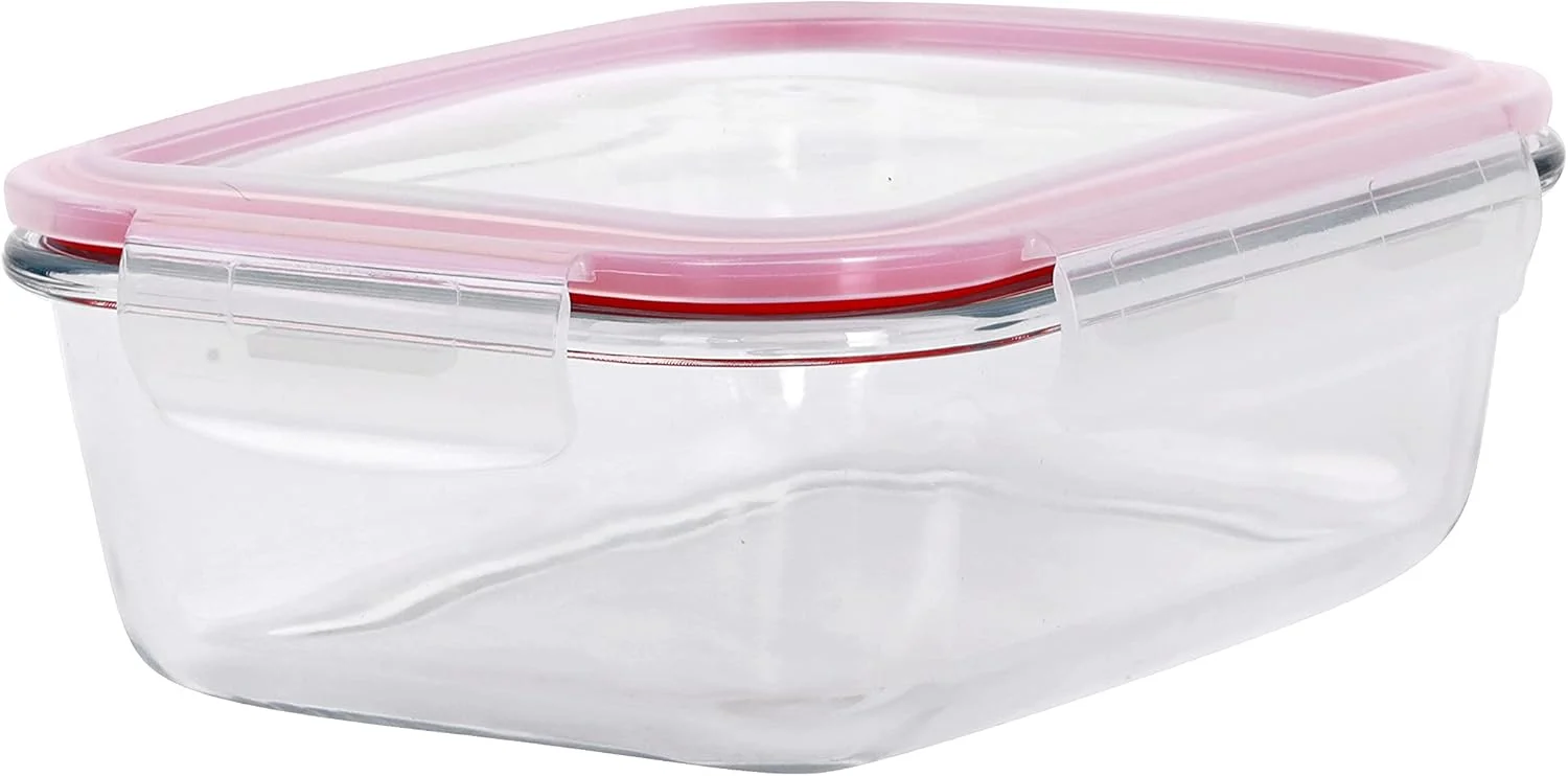 ظرف شیشه ای درب دار دولکه ای Delcasa Dc1886، 1000 میلی لیتر و 600 میلی لیتر - شیشه بوروسیلیکات مقاوم در برابر حرارت، قابل استفاده در ماشین ظرفشویی/فر/فریزر | ظروف شیشه ای ضد نشت برای آماده سازی غذا