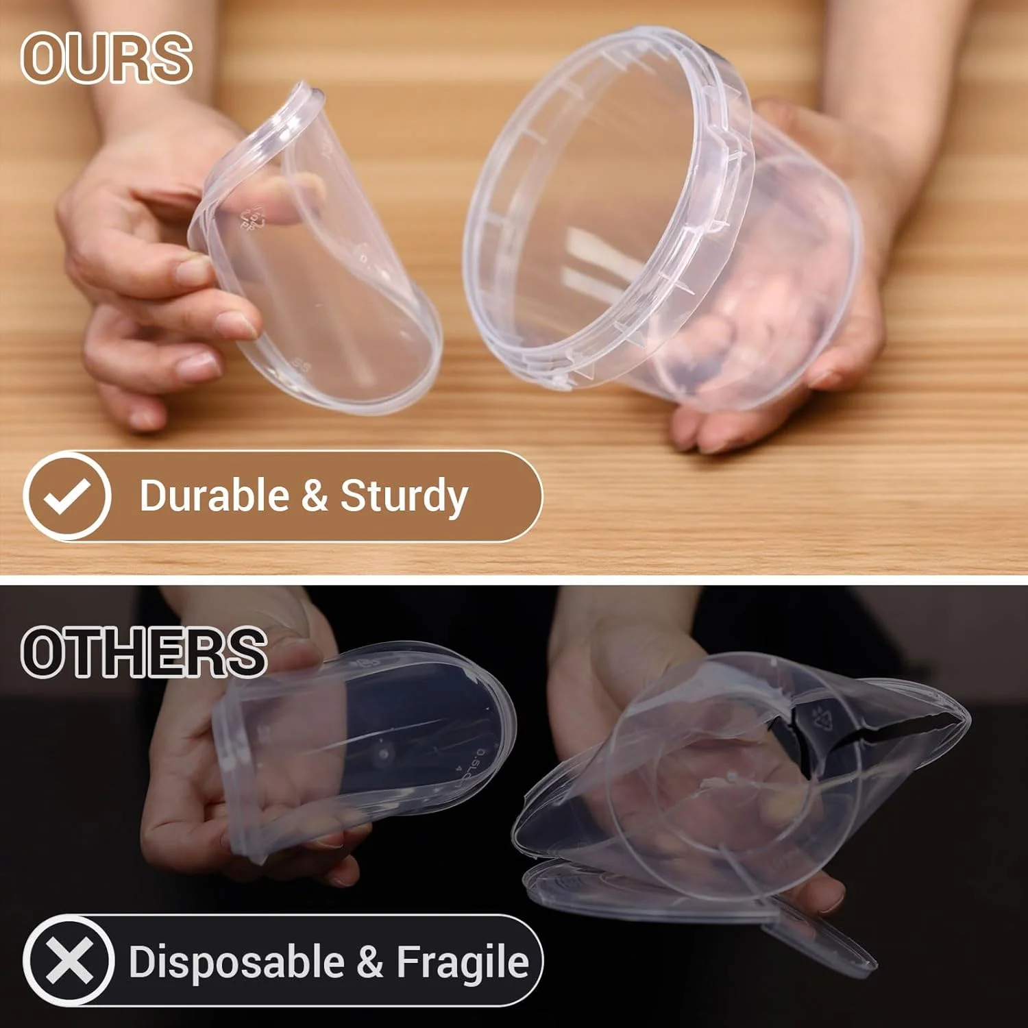 ظروف پلاستیکی درب دار 300 میلی لیتری DEMORA، قابل استفاده مجدد، قابل چیدن، مناسب نگهداری غذا، آماده سازی وعده های غذایی، باقیمانده غذا، سوپ، تنقلات، قابل استفاده در فریزر/مایکروویو/ماشین ظرفشویی (شفاف، بسته 4 عددی)