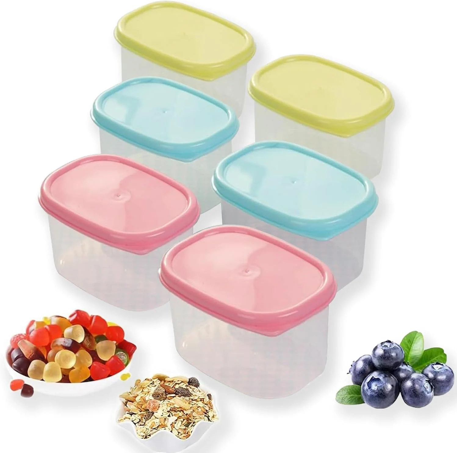 ظروف نگهداری غذا دفسدار 6 عددی 160 میلی لیتری، ظرف پلاستیکی درب دار مناسب یخچال و مایکروویو، جعبه نگهداری کوچک قابل چیدن برای آماده سازی غذا و مسافرت