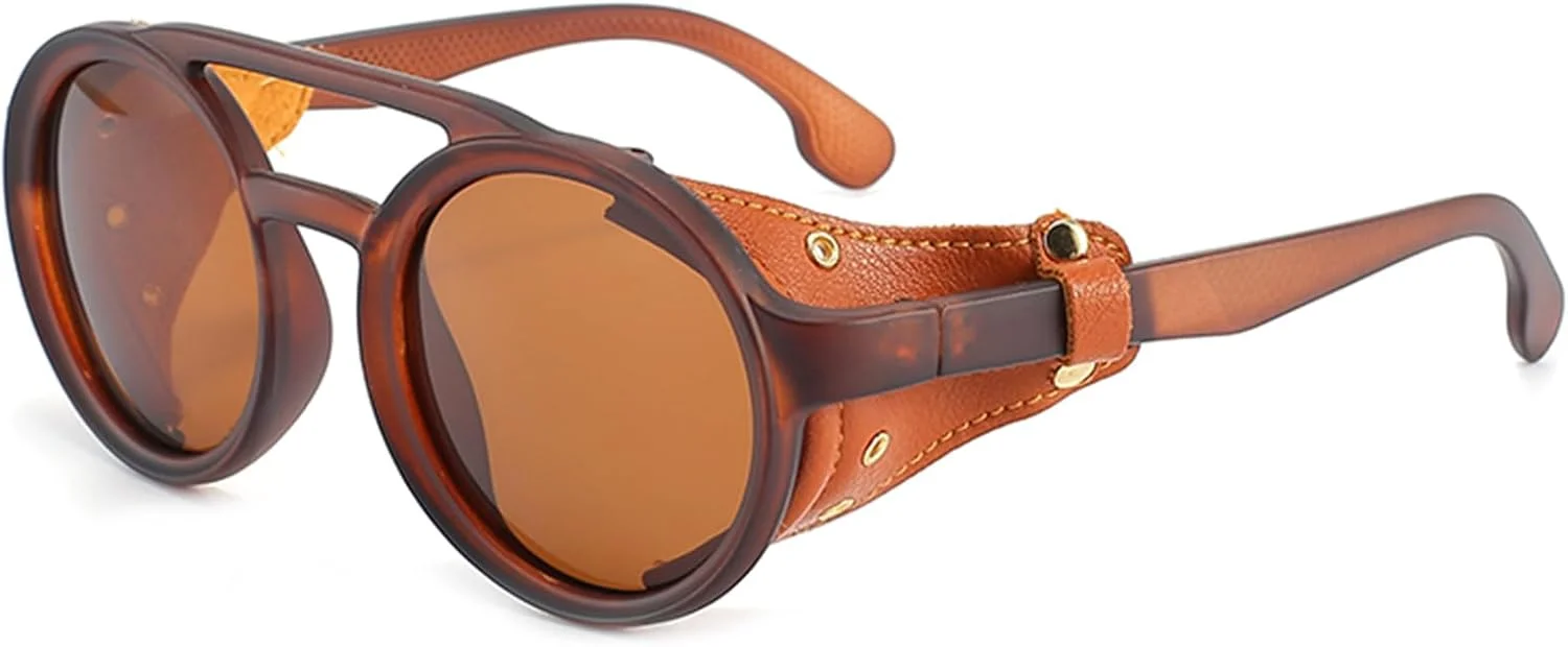 عینک آفتابی موتورسیکلت گوتیک زنانه و مردانه شین کلی، عینک آفتابی گرد استیم پانک وینتیج، محافظ جانبی یکپارچهسازی با سیستمرترو عینک آفتابی موتورسیکلت گوتیک زنانه و مردانه شین کلی، عینک آفتابی گرد استیم پانک وینتیج، محافظ جانبی یکپارچهسازی با سیستمرترو