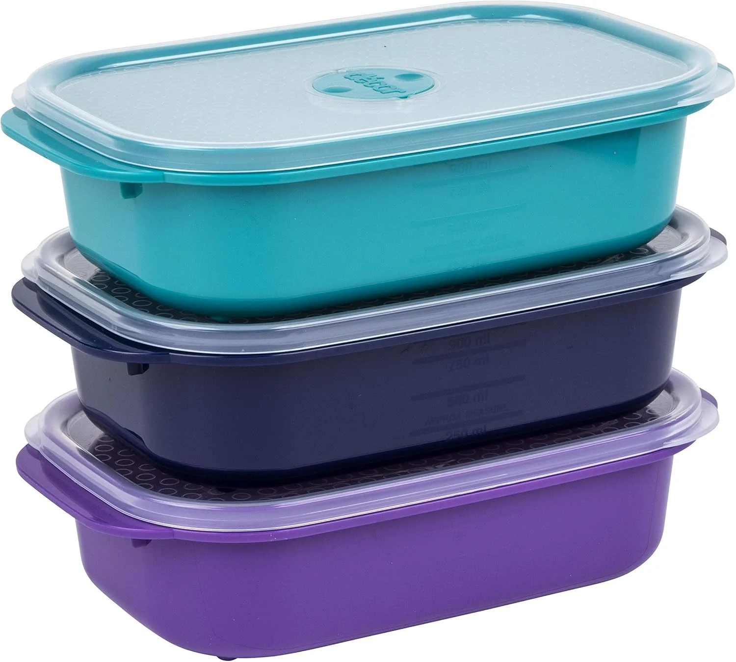 Décor Microsafe Jewel Food Containers Set | 3 Pack - 3 x 900ml | Meal Prep | Steam Release Vent | Microwave, Dishwasher & Freezer Safe | Assorted Colours