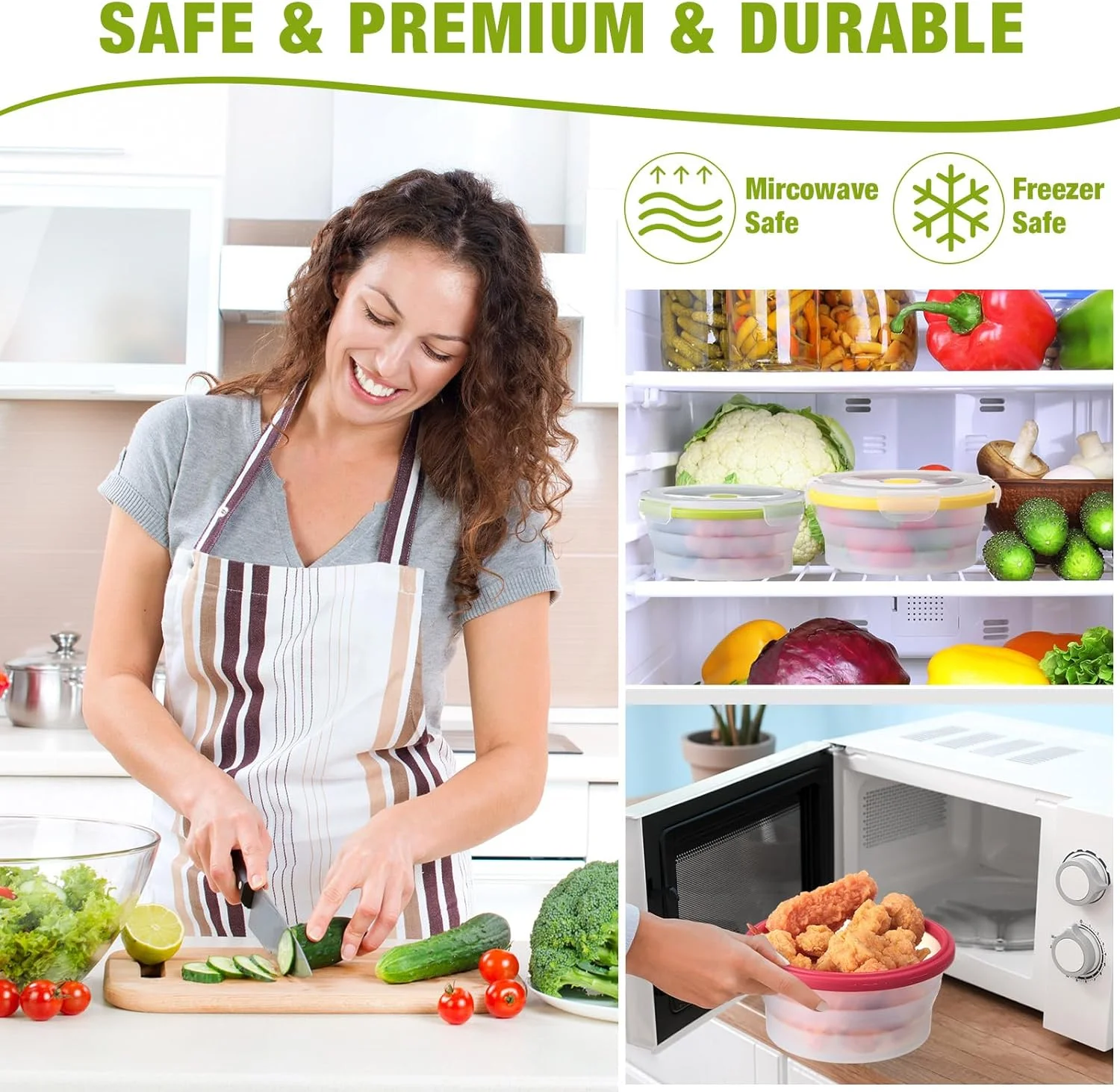 مجموعه 12 عددی ظروف نگهداری غذای تاشو دندات، ظروف سیلیکونی نگهداری غذا با درب، کاسه های گرد، ظروف ناهار، قابل استفاده در مایکروویو، فریزر و ماشین ظرفشویی (رنگ های مختلف)