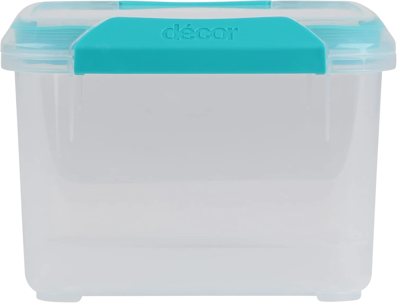 ظرف نگهدارنده مواد غذایی دکور مچ آپ کلیپس | مناسب برای نگهداری مواد غذایی در کابینت | ایده آل برای آماده سازی غذا | فاقد BPA | قابل استفاده در ماشین ظرفشویی، فریزر و مایکروویو، شفاف/آبی، 1.4 لیتر