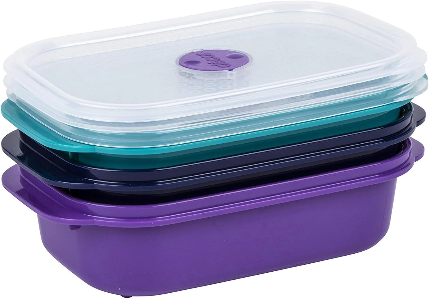Décor Microsafe Jewel Food Containers Set | 3 Pack - 3 x 900ml | Meal Prep | Steam Release Vent | Microwave, Dishwasher & Freezer Safe | Assorted Colours