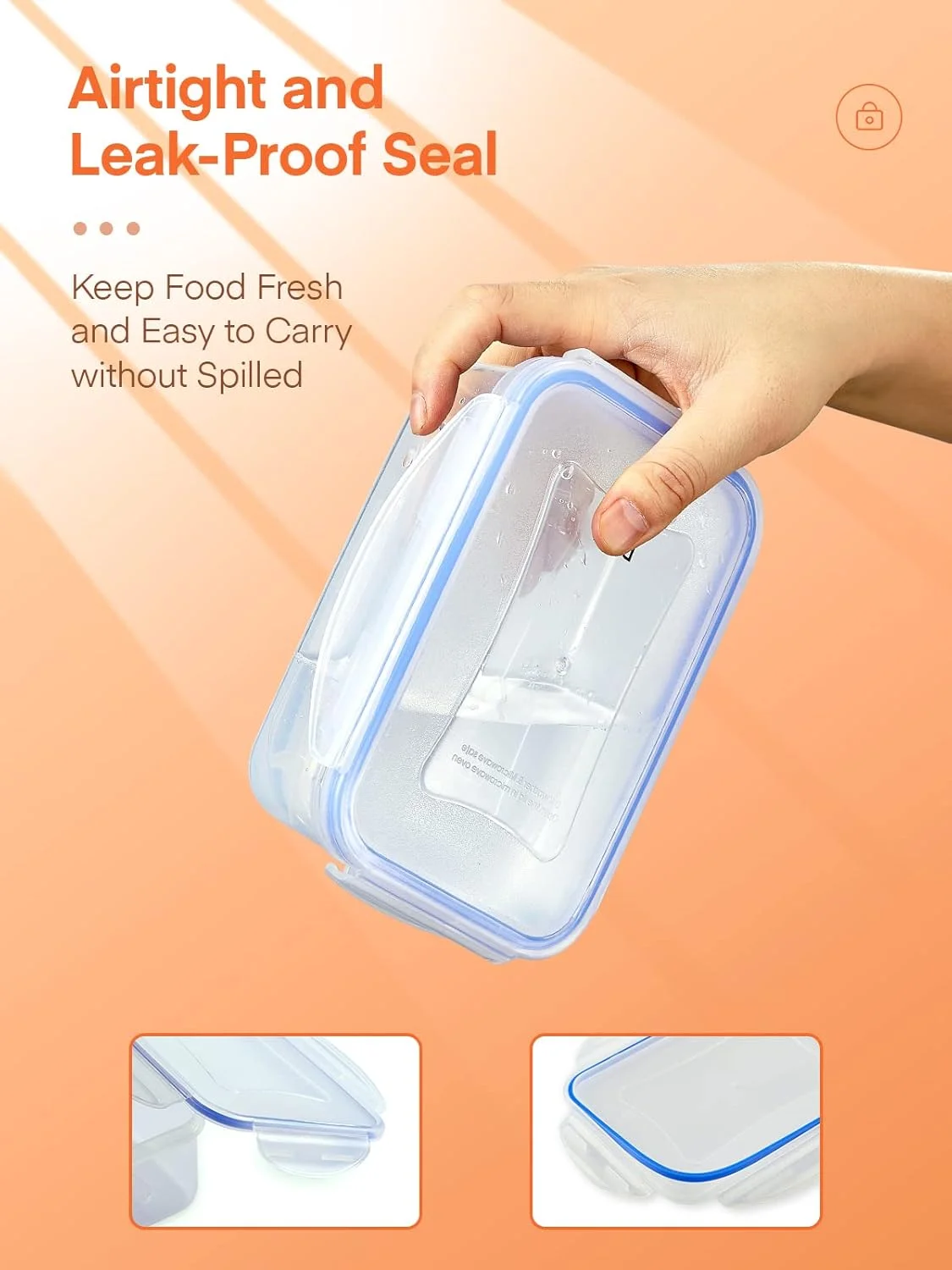 ظروف غذای دی.پرلا، جعبه ناهار، 8 تکه ظروف نگهداری مواد غذایی پلاستیکی درب دار، ضد نشت، قابل استفاده در مایکروویو و فریزر، ظروف غذای بدون BPA (8 ظرف و 8 درب)