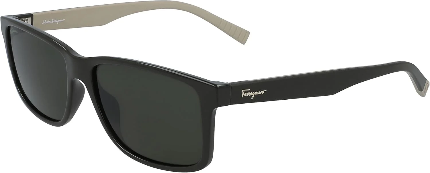 عینک آفتابی مردانه سالواتوره فراگامو مستطیلی، لوگوی کلاسیک Sf - سبز تیره/بژ عینک آفتابی مردانه سالواتوره فراگامو مستطیلی، لوگوی کلاسیک Sf - سبز تیره/بژ