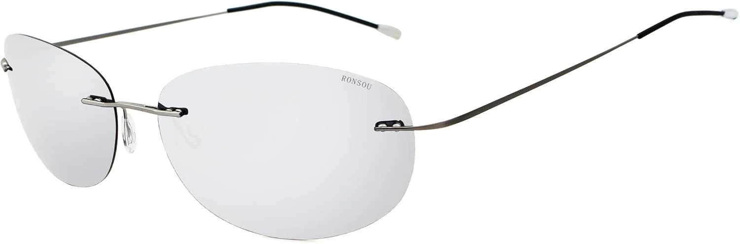 عینک آفتابی پلاریزه بدون حاشیه فوق سبک RONSOU از جنس تیتانیوم خالص با رنگ های مد روز برای مردان و زنان عینک آفتابی پلاریزه بدون حاشیه فوق سبک RONSOU از جنس تیتانیوم خالص با رنگ های مد روز برای مردان و زنان