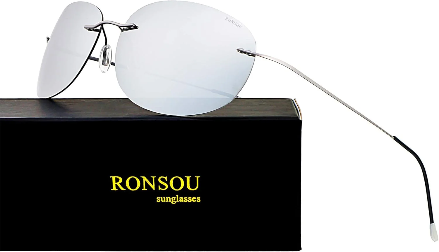 عینک آفتابی پلاریزه بدون حاشیه فوق سبک RONSOU از جنس تیتانیوم خالص با رنگ های مد روز برای مردان و زنان