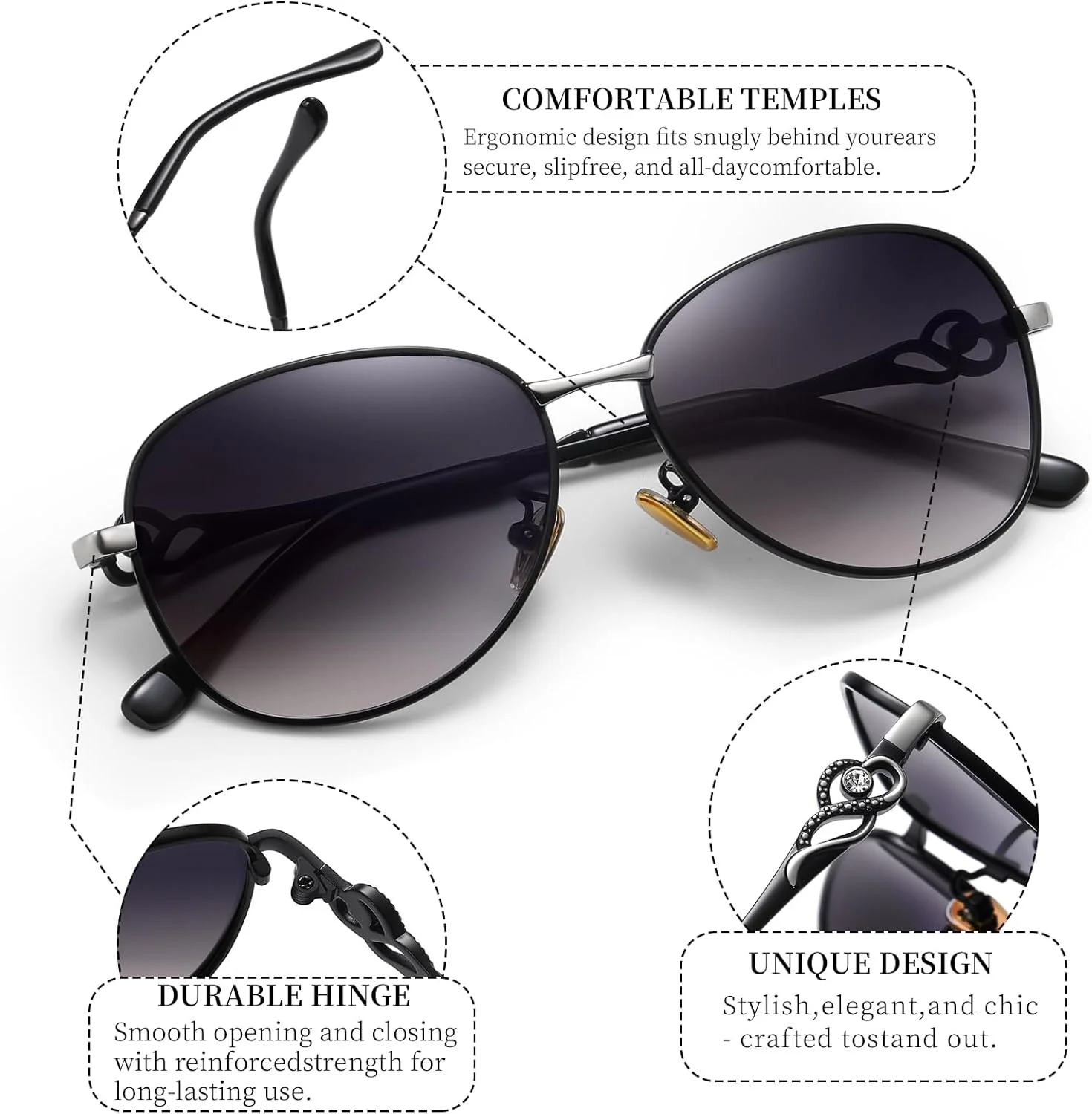 عینک آفتابی زنانه Rimerakea پلاریزه با محافظت UV400، سایه های شیک زنانه با فریم بزرگ عینک آفتابی زنانه Rimerakea پلاریزه با محافظت UV400، سایه های شیک زنانه با فریم بزرگ