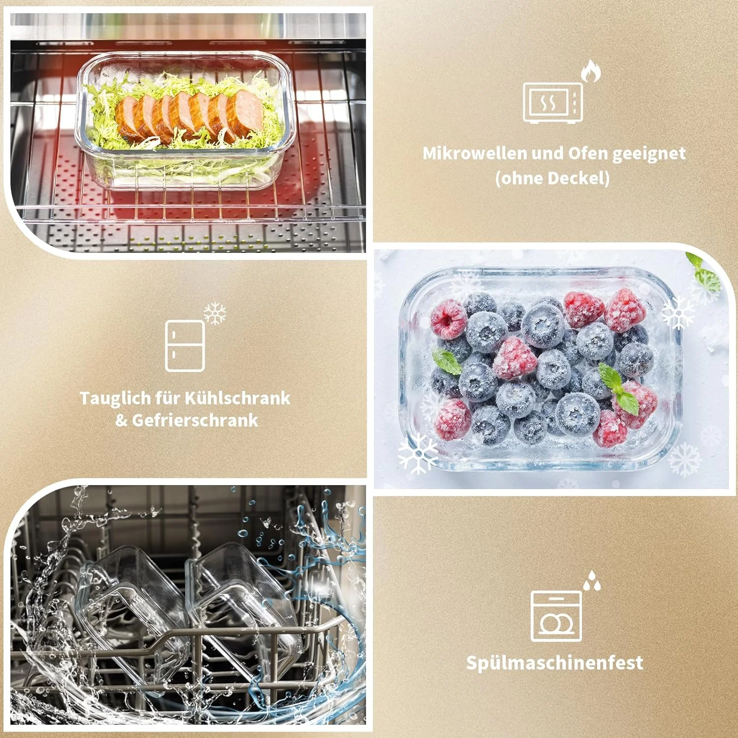 ظروف شیشه ای درب دار، ست ظروف نگهداری غذا، 20 تکه (10 ظرف، 10 درب)، قابل شستشو در ماشین ظرفشویی، قابل استفاده در مایکروویو و فریزر، ضد نشت، مدرن، ظروف غذا، ظروف نگهداری غذا