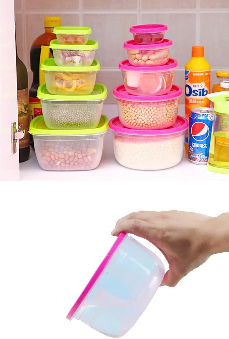 ست ظروف نگهداری غذا با درب های رنگی، بدون BPA، 7 تکه، سازمان دهنده آشپزخانه پلاستیکی قابل چیدن، قابل شستشو در ماشین ظرفشویی، قابل استفاده در مایکروویو، مناسب برای فریزر