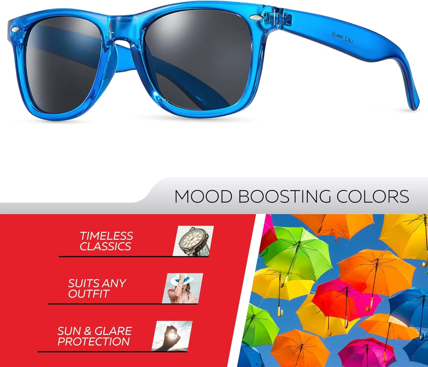 عینک آفتابی رترو با فریم شفاف و رنگارنگ نئونی دهه 80 با لنز آینه‌ای برای آقایان و بانوان