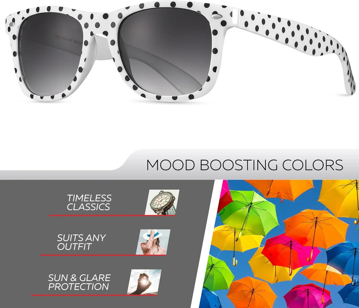 عینک آفتابی زنانه طرح خال خالی، سبک وینتج و رترو، محافظ UV400