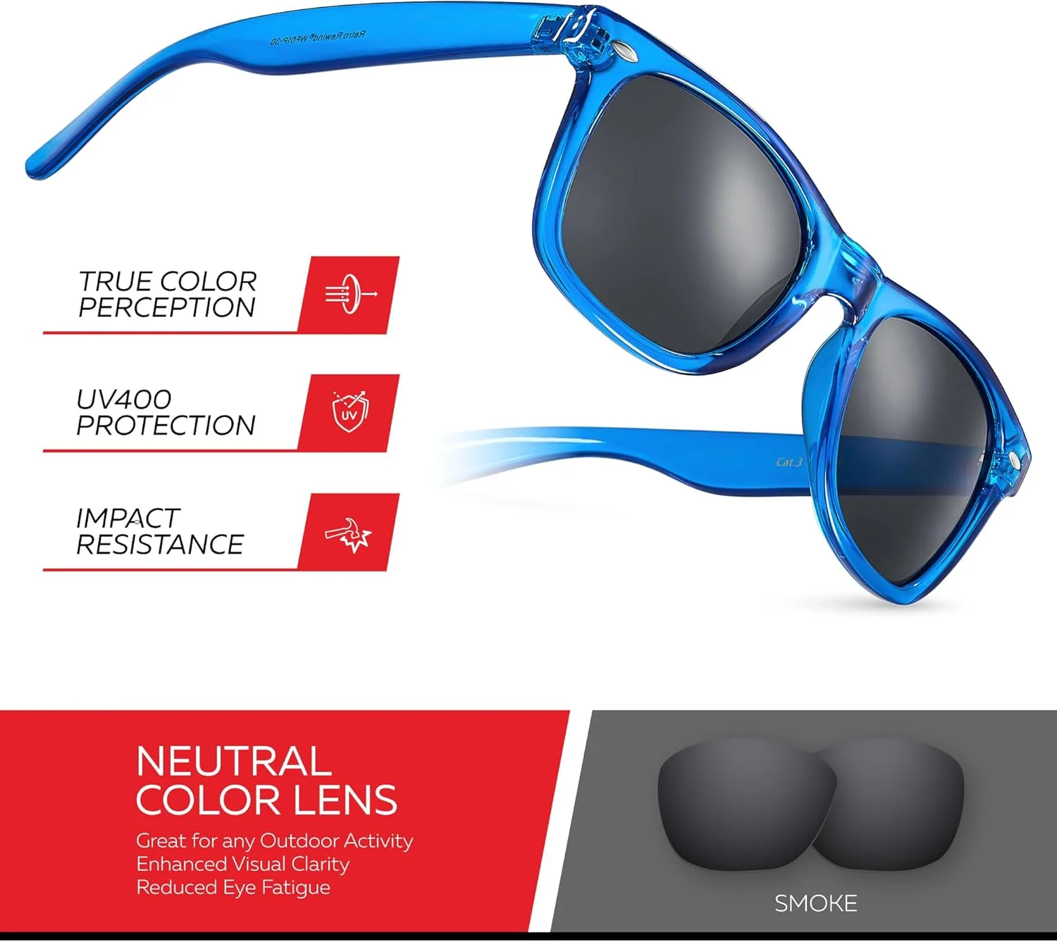 عینک آفتابی رترو با فریم شفاف و رنگارنگ نئونی دهه 80 با لنز آینه‌ای برای آقایان و بانوان