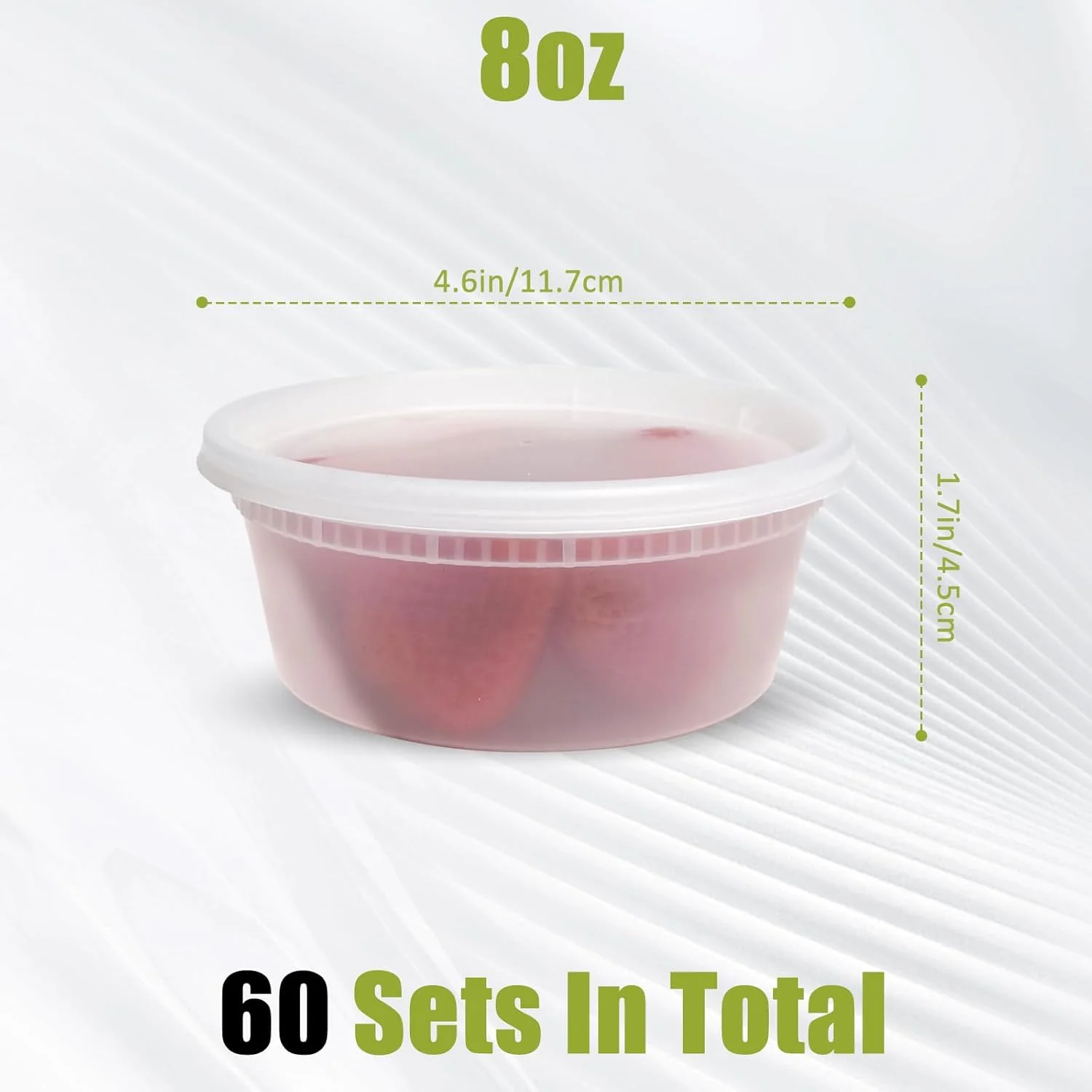 [60 عدد] ظروف دلی 240 میلی لیتری با درب، ظروف نگهداری مواد غذایی با درب محکم، ظروف پلاستیکی سوپ با درب، ظروف آماده سازی غذا/بدون BPA/قابل استفاده در فریزر/قابل شستشو در ماشین ظرفشویی/قابل استفاده در مایکروویو/قابل انباشت