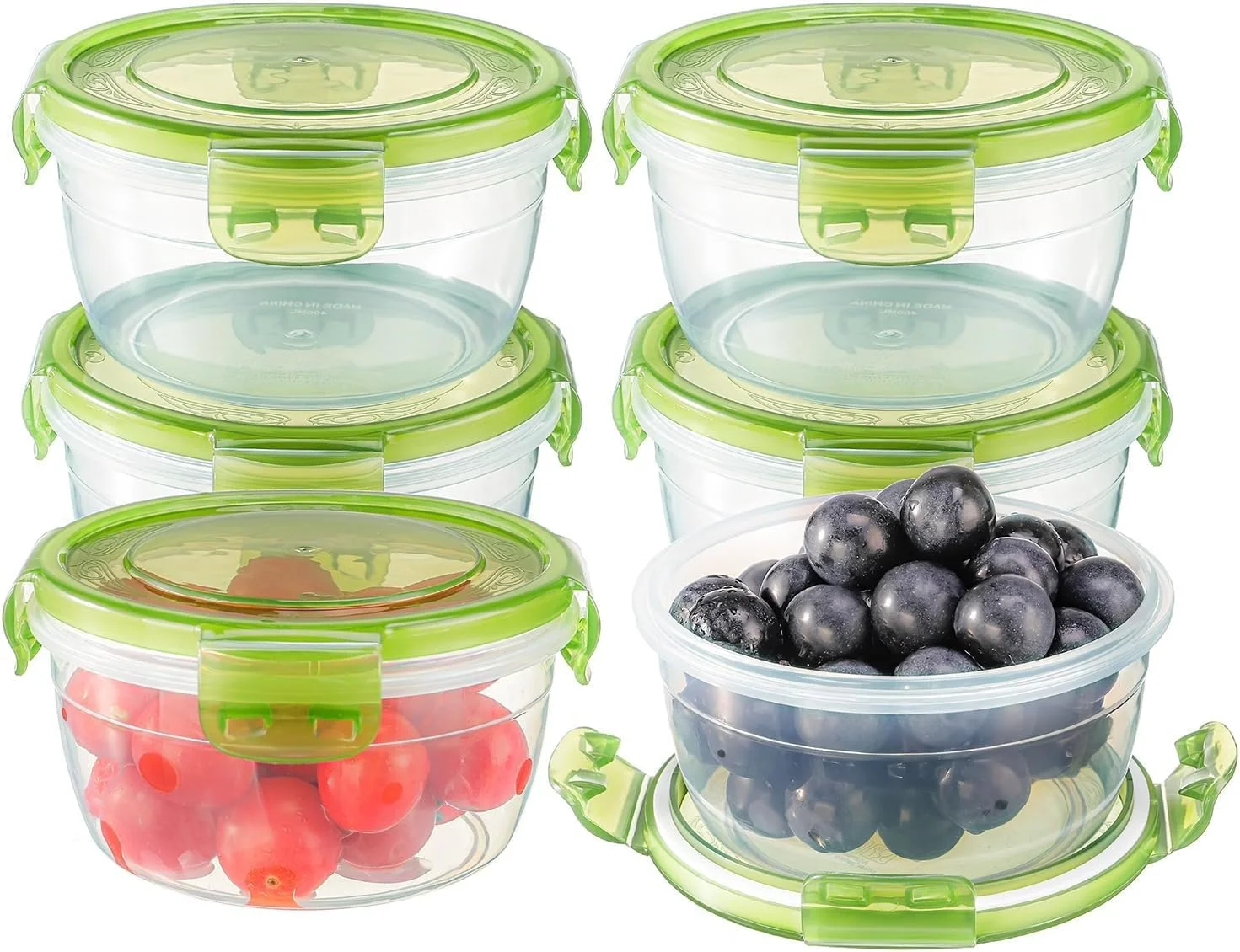 ظروف غذای گرد درب دار، بسته 6 عددی، ظرف پلاستیکی ضد نشت، ظروف آماده سازی غذا، جعبه ناهار Bento، جعبه نگهداری مواد غذایی در یخچال، جعبه دربسته قابل استفاده در مایکروویو و فریزر (400 میلی لیتر)