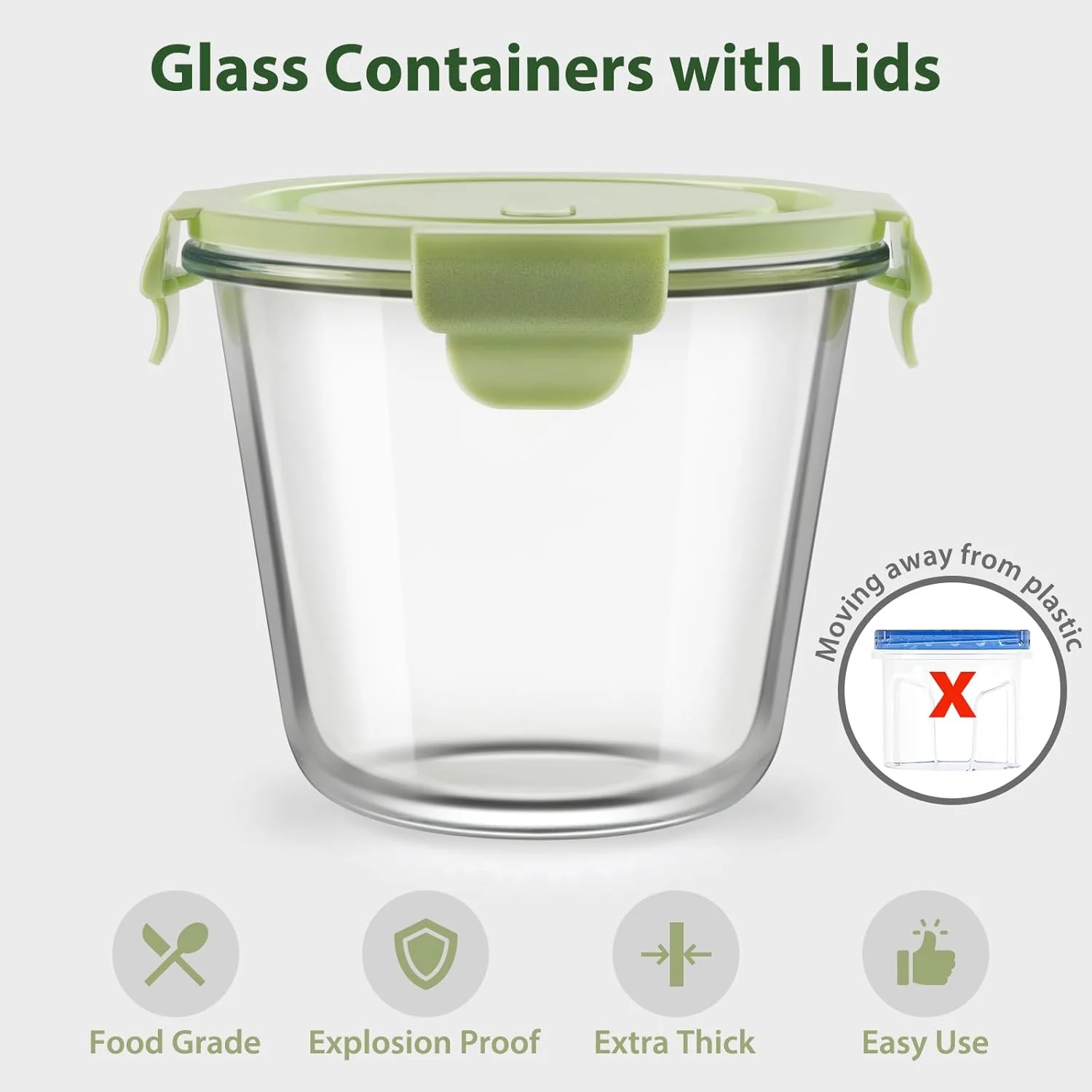 ست 4 عددی ظروف شیشه ای آماده سازی غذا با درب، ظروف نگهداری شیشه ای 3 پیمانه درب دار و ضد هوا، مقاوم در برابر حرارت و فاقد BPA مناسب برای سوپ، غذای باقیمانده، قابل استفاده در مایکروویو، ماشین ظرفشویی و فریزر (4 بسته رنگ های مختلف)