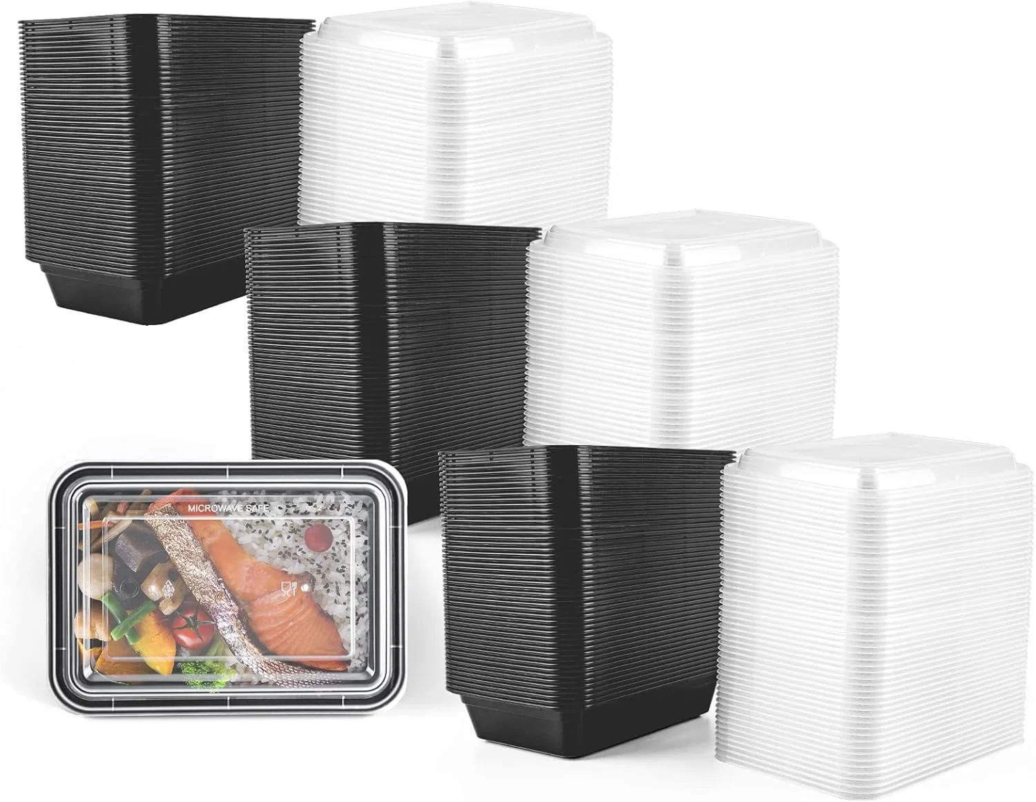 ظروف آماده سازی غذا الفخامه، 700 میلی لیتر، [50 عدد] تک قسمتی با درب، ظروف نگهداری غذا، جعبه بنتو، فاقد BPA، قابل چیدن، قابل استفاده در مایکروویو/ماشین ظرفشویی/فریزر - بسته 50 عددی