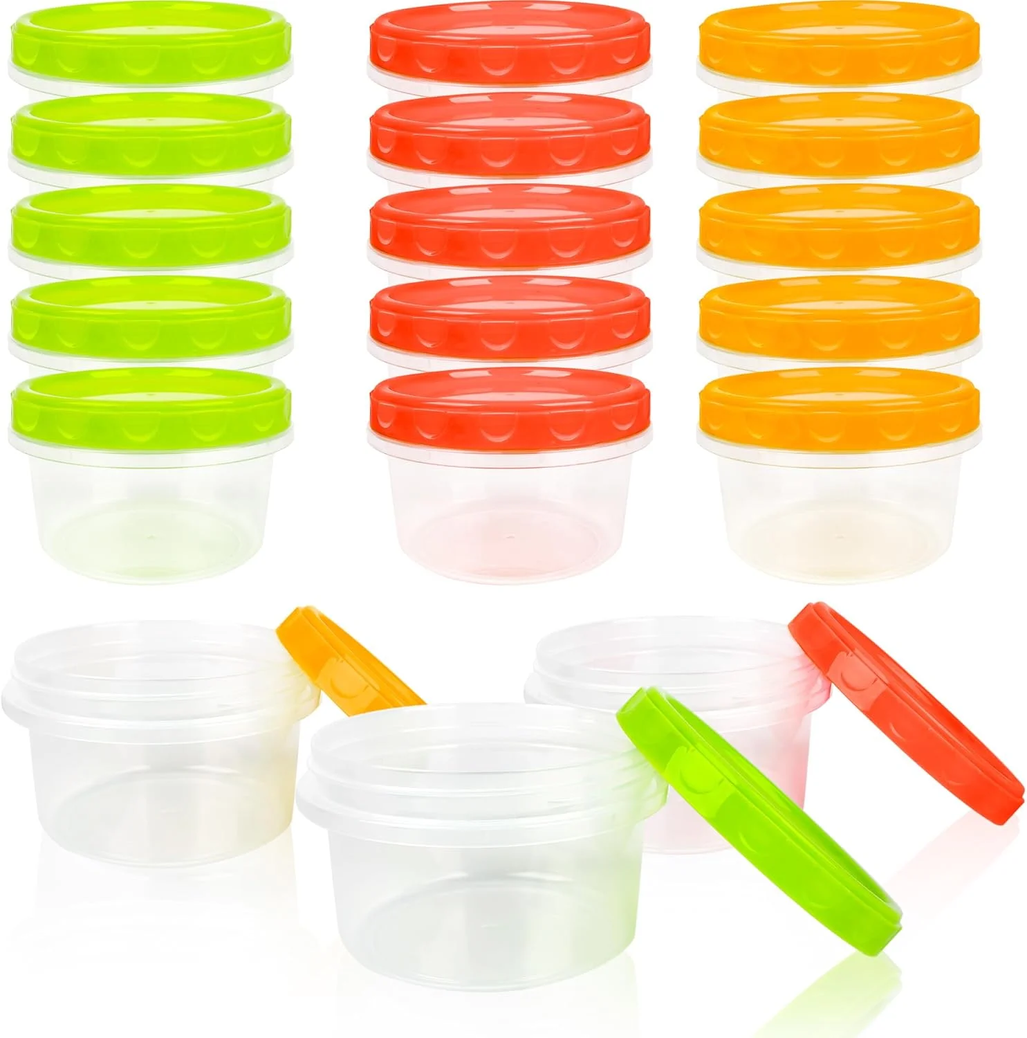 ظروف نگهدارنده فریزر 18 عددی Conagel، 250 میلی لیتری، ظروف کوچک پلاستیکی قابل استفاده مجدد با درب پیچی برای آماده سازی غذا در آشپزخانه، قابل استفاده در مایکروویو، ماشین ظرفشویی و فریزر