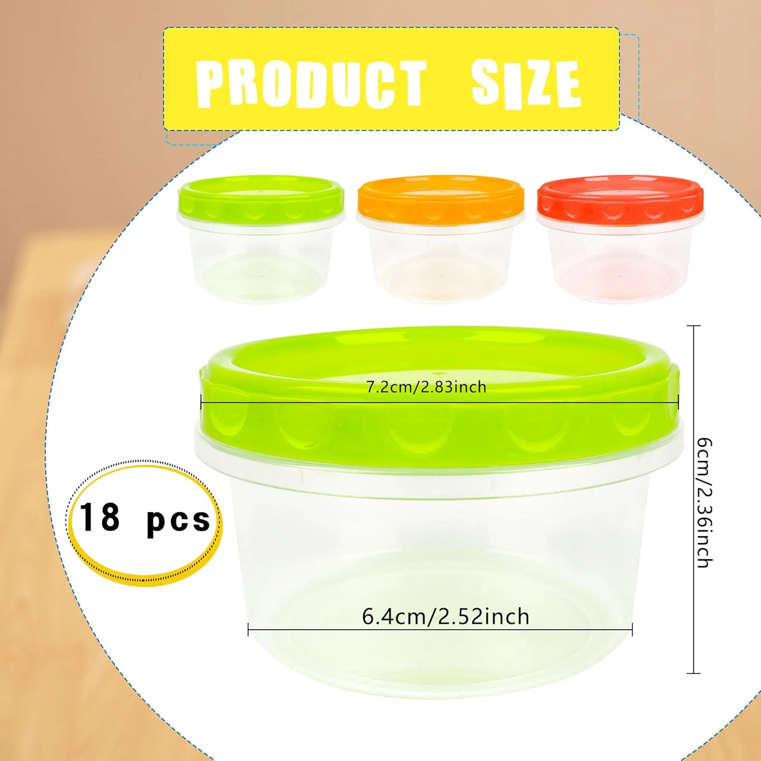 ظروف نگهدارنده فریزر 18 عددی Conagel، 250 میلی لیتری، ظروف کوچک پلاستیکی قابل استفاده مجدد با درب پیچی برای آماده سازی غذا در آشپزخانه، قابل استفاده در مایکروویو، ماشین ظرفشویی و فریزر