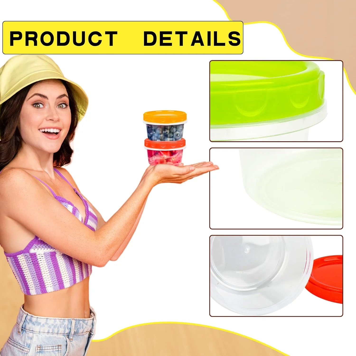 ظروف نگهدارنده فریزر 18 عددی Conagel، 250 میلی لیتری، ظروف کوچک پلاستیکی قابل استفاده مجدد با درب پیچی برای آماده سازی غذا در آشپزخانه، قابل استفاده در مایکروویو، ماشین ظرفشویی و فریزر