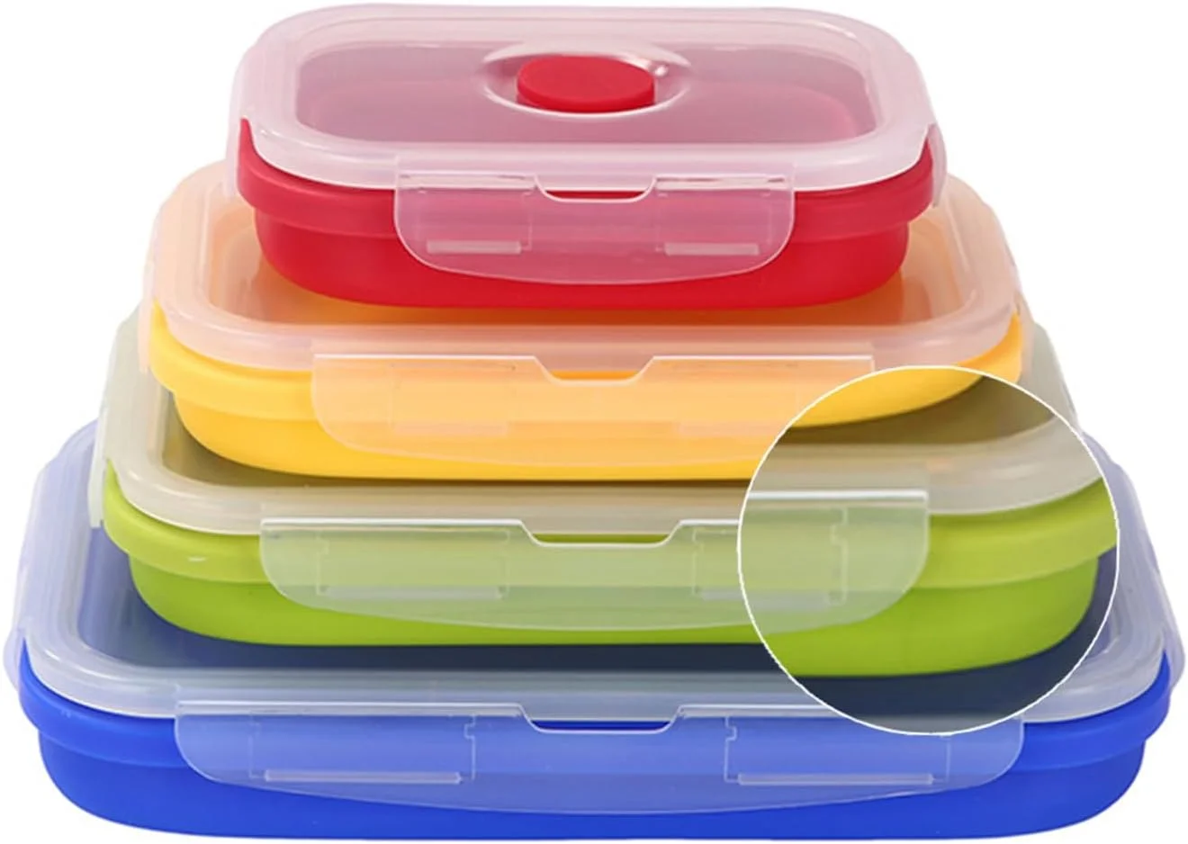ست 4 عددی جعبه غذای سیلیکونی تاشو، ظرف ناهار برای کودکان و بزرگسالان با درب پلاستیکی محکم، 350 میلی لیتر، 500 میلی لیتر، 800 میلی لیتر، 1200 میلی لیتر، مستطیلی، چند رنگ، قابل استفاده در مایکروویو، فریزر و ماشین ظرفشویی ست 4 عددی جعبه غذای سیلیکونی تاشو، ظرف ناهار برای کودکان و بزرگسالان با درب پلاستیکی محکم، 350 میلی لیتر، 500 میلی لیتر، 800 میلی لیتر، 1200 میلی لیتر، مستطیلی، چند رنگ، قابل استفاده در مایکروویو، فریزر و ماشین ظرفشویی