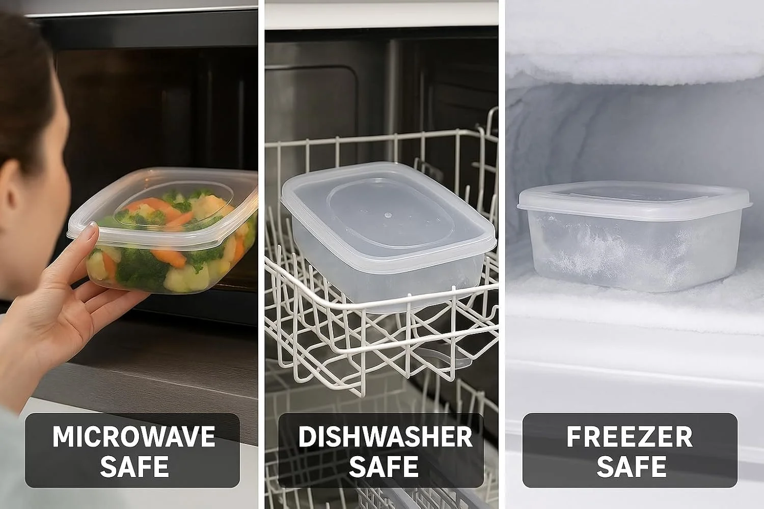 چک مارت [10 بسته ظروف درب دار محکم 1300 میلی لیتری (1.3 لیتری) ظروف نگهداری مواد غذایی، ظروف آماده سازی غذا با درب - ضد نشت، قابل استفاده در مایکروویو، فریزر و ماشین ظرفشویی، قابل استفاده مجدد]