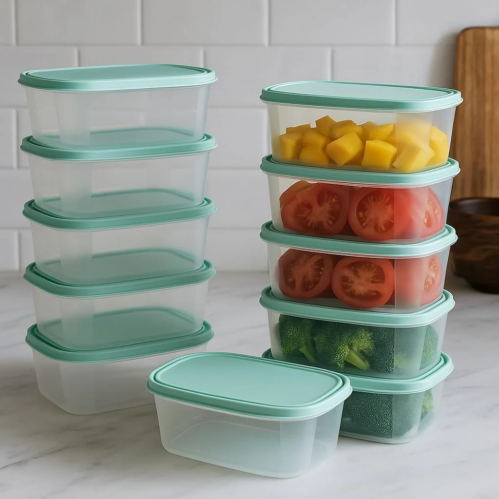 چک مارت [9 بسته] درب محکم چفتی 2000 میلی لیتر (2 لیتر) ظرف نگهداری مواد غذایی، ظروف آماده سازی غذا 9 بسته - ضد نشت، قابل استفاده در مایکروویو، فریزر و ماشین ظرفشویی، قابل استفاده مجدد