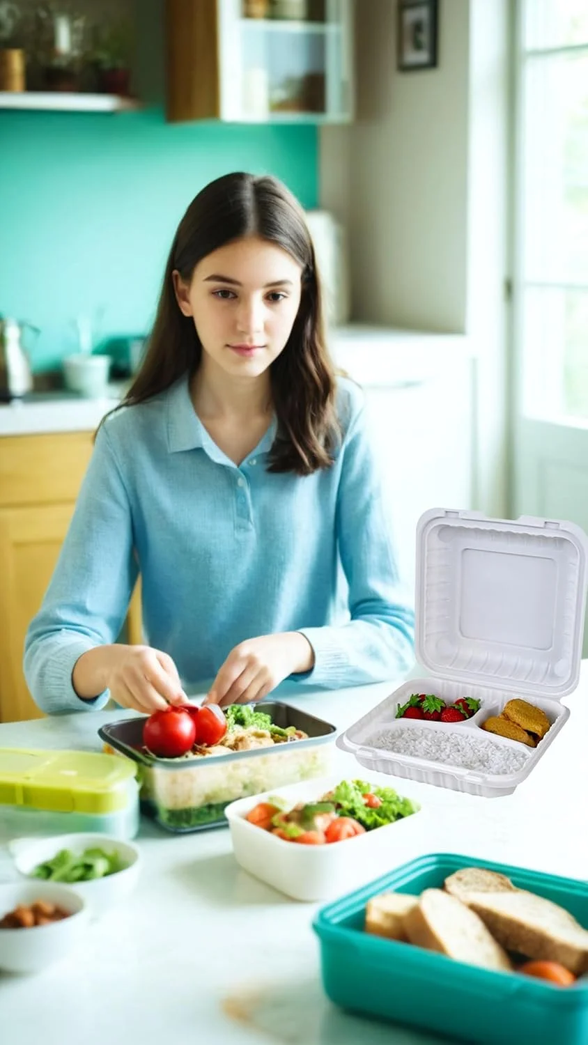 ظروف غذای صدفی - بسته 20 عددی، 8 اینچی، بدون BPA، ظروف قابل استفاده مجدد، 30 اونس، 3 محفظه، شرینک شده، قابل استفاده در فریزر و مایکروویو