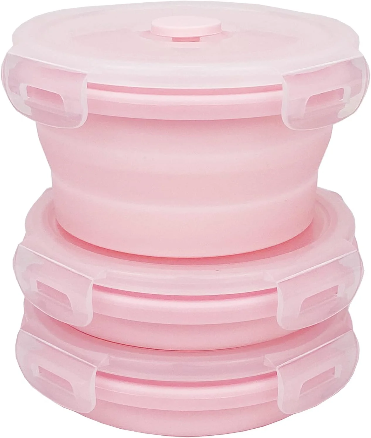 مجموعه 3 عددی کاسه تاشو گرد CCyanzi با درب، ظروف نگهداری مواد غذایی سیلیکونی، مناسب برای مایکروویو و فریزر، صرفه جویی در فضا برای کابینت آشپزخانه و کوله پشتی کمپینگ (صورتی) مجموعه 3 عددی کاسه تاشو گرد CCyanzi با درب، ظروف نگهداری مواد غذایی سیلیکونی، مناسب برای مایکروویو و فریزر، صرفه جویی در فضا برای کابینت آشپزخانه و کوله پشتی کمپینگ (صورتی)