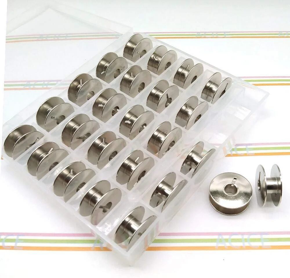 ACICE Deep Grove Rotary (Steel) Sewing Machine Bobbins SA159,25PCS in Bobbin Box,L Style,for Juki DDL-555,DDL-227,DDL-5530,DDL-555,TL-2000Qi,TL-2010Q,TL-2200QVP